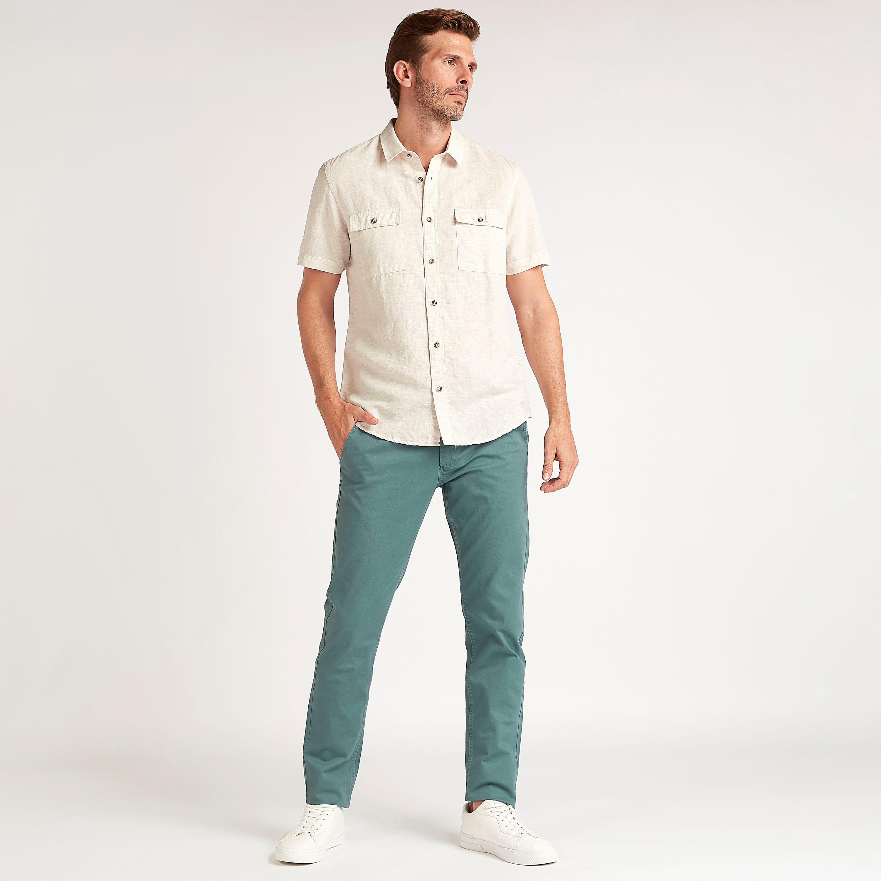 Textured Slim Fit Shirt with Flap Pockets-men-clothing-shirts-image-2