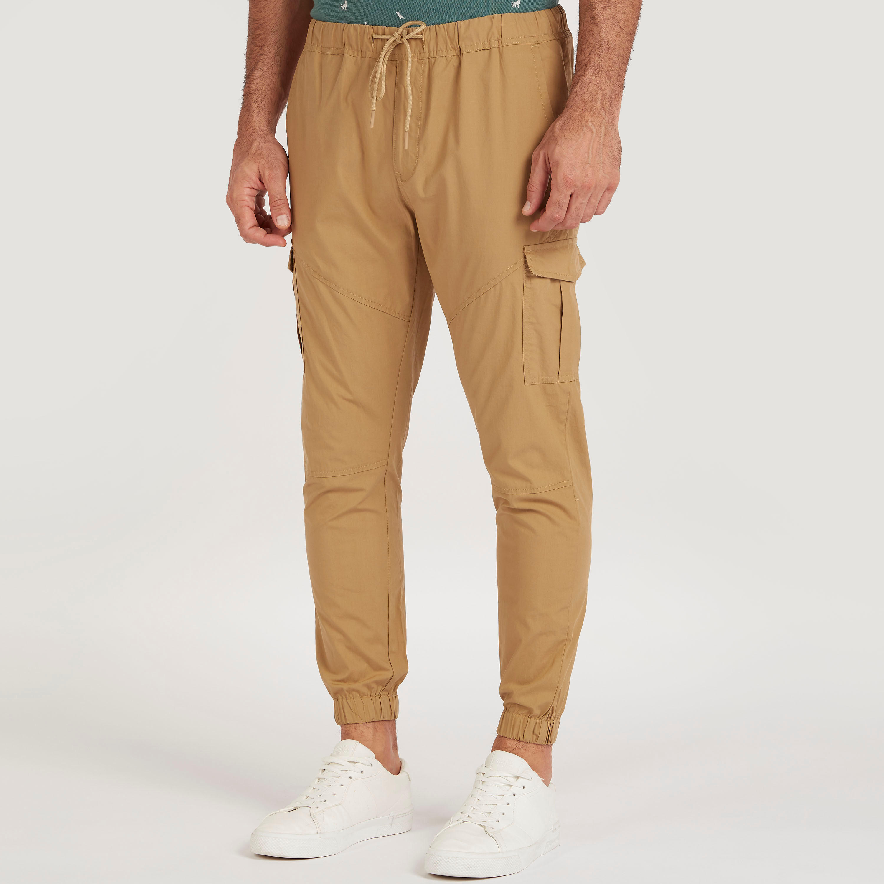 Solid Mid-Rise Joggers with Drawstring Closure and Pockets-men-clothing-bottoms-joggers-image-1