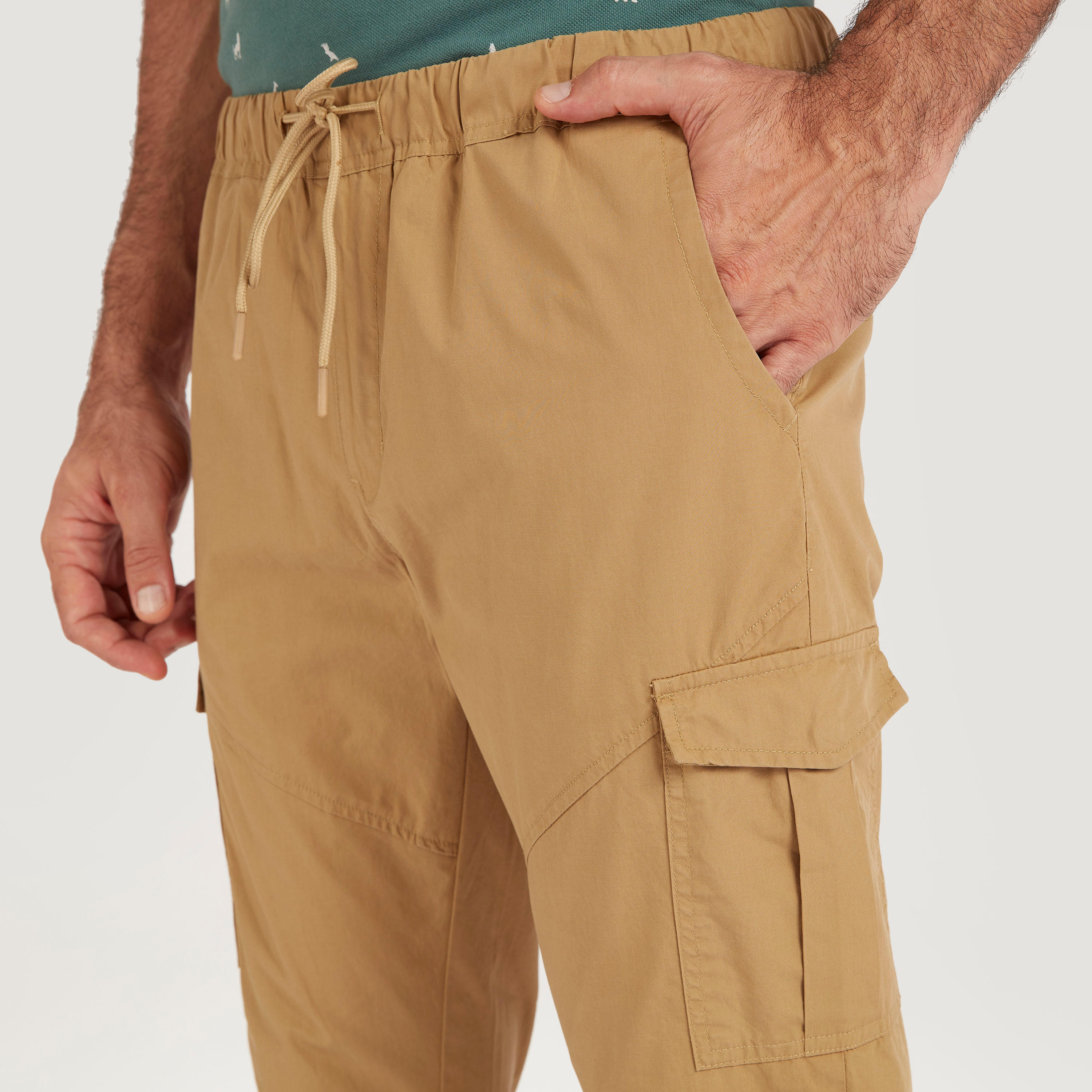 Solid Mid-Rise Joggers with Drawstring Closure and Pockets-men-clothing-bottoms-joggers-image-3