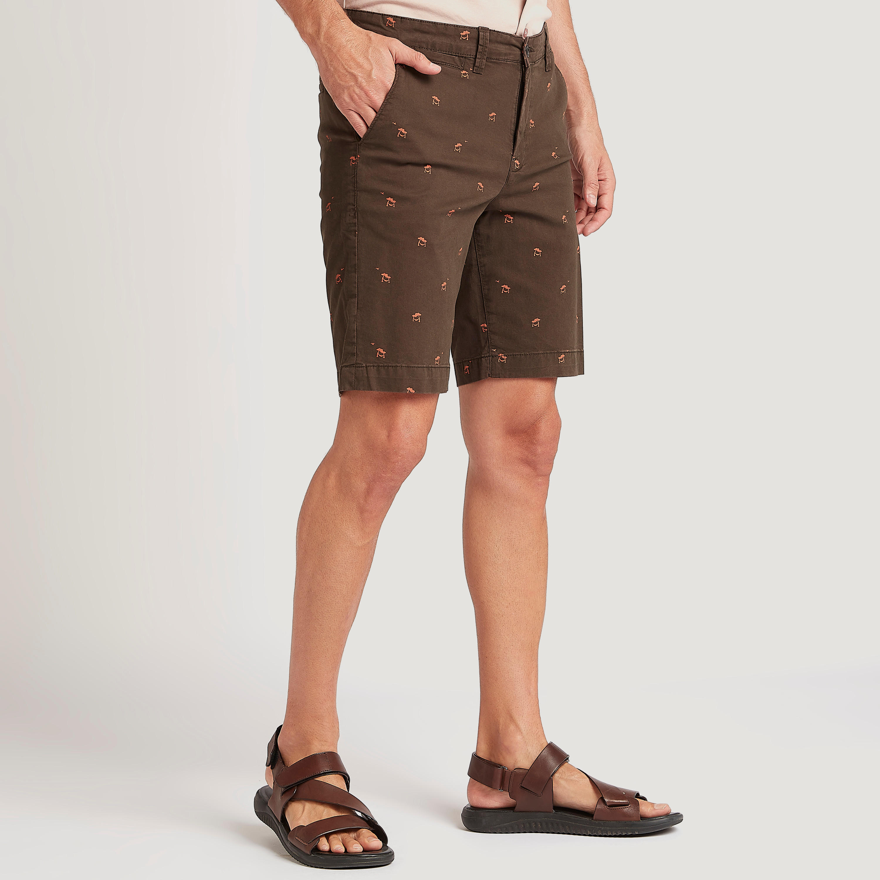 Printed Slim Fit Mid-Rise Shorts with Button Closure-men-clothing-bottoms-shorts-image-1