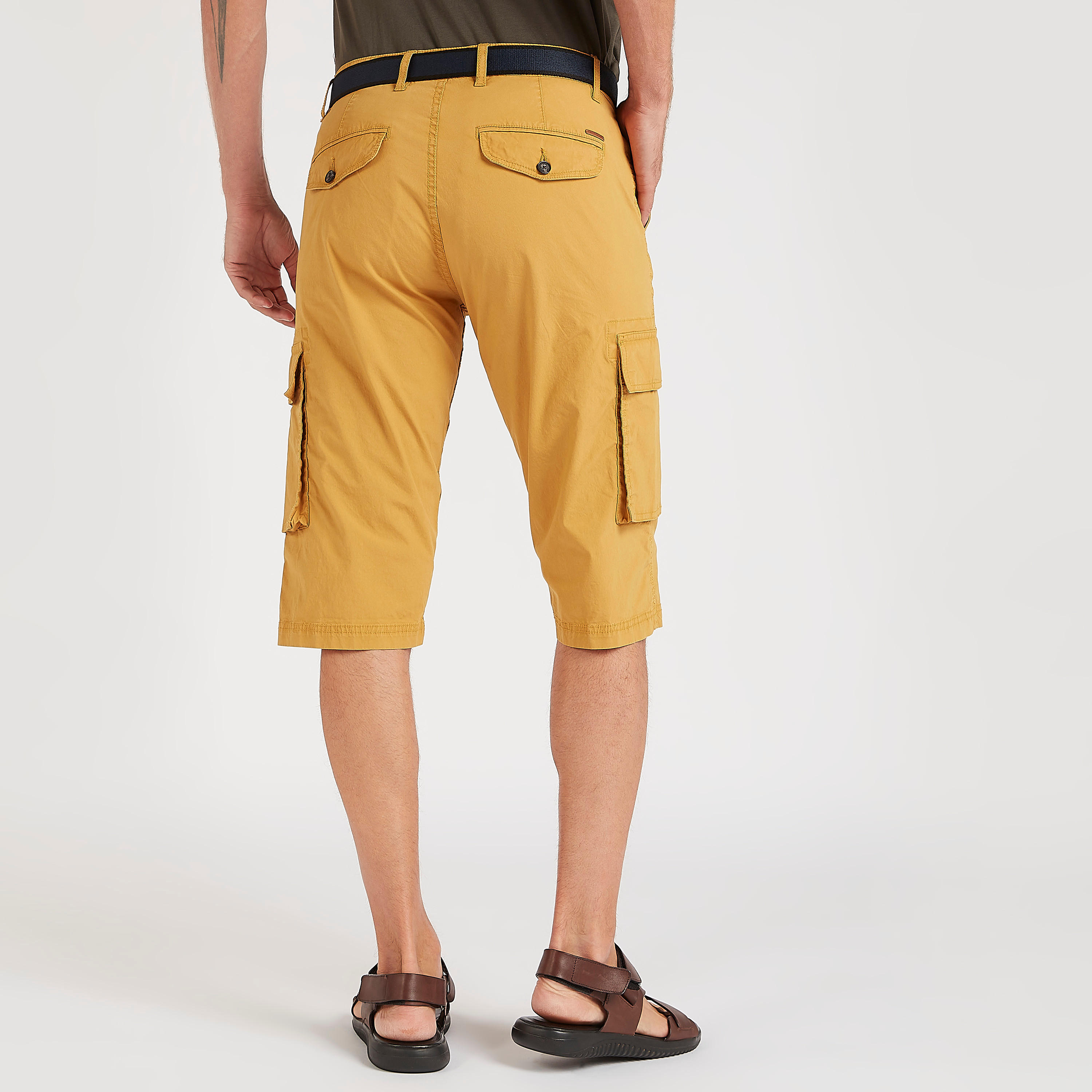 شورت كارجو سادة بزر إغلاق وخصر متوسّط الارتفاع-men-clothing-bottoms-shorts-image-1