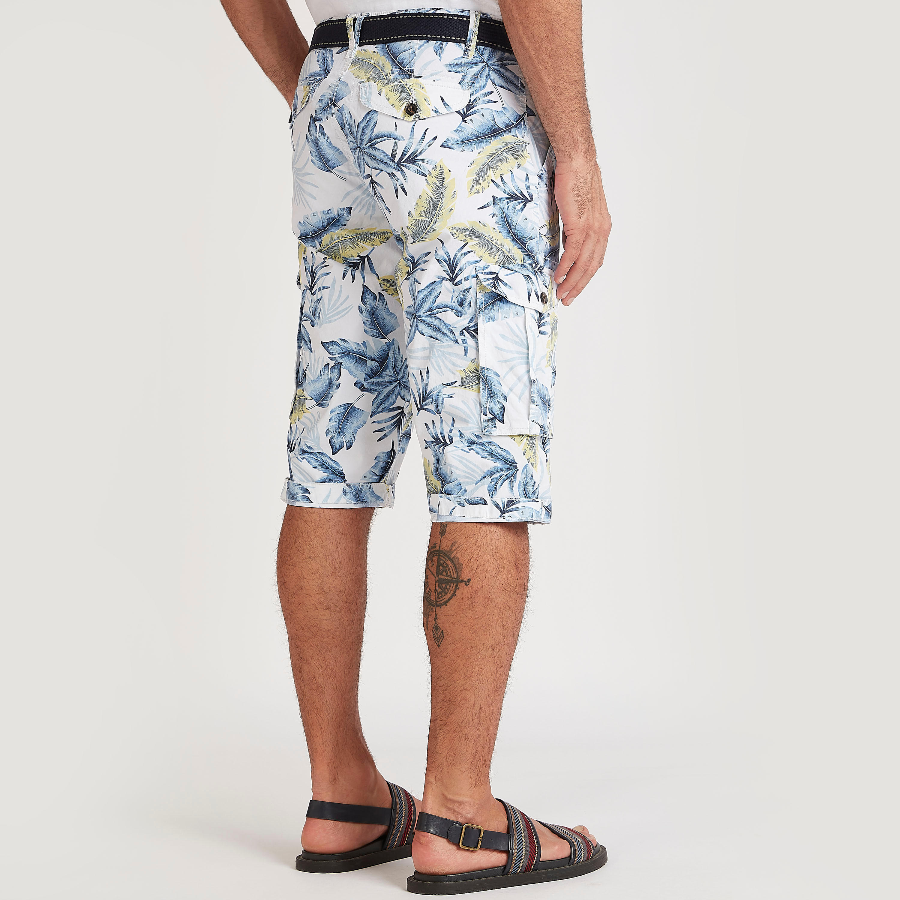 Botanical Print Mid-Rise Shorts with Pockets-men-clothing-bottoms-shorts-image-4