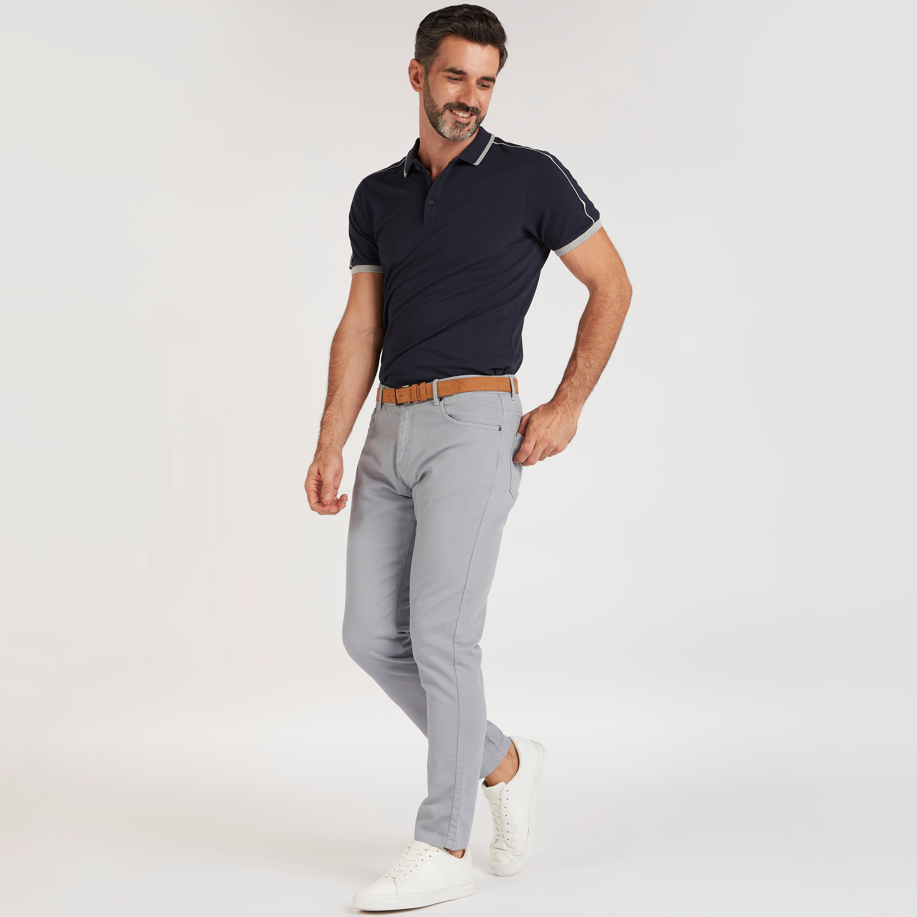 Solid Polo T-shirt with Stripe-Tipped Short Sleeves-men-clothing-tshirtsandpolos-polos-image-2