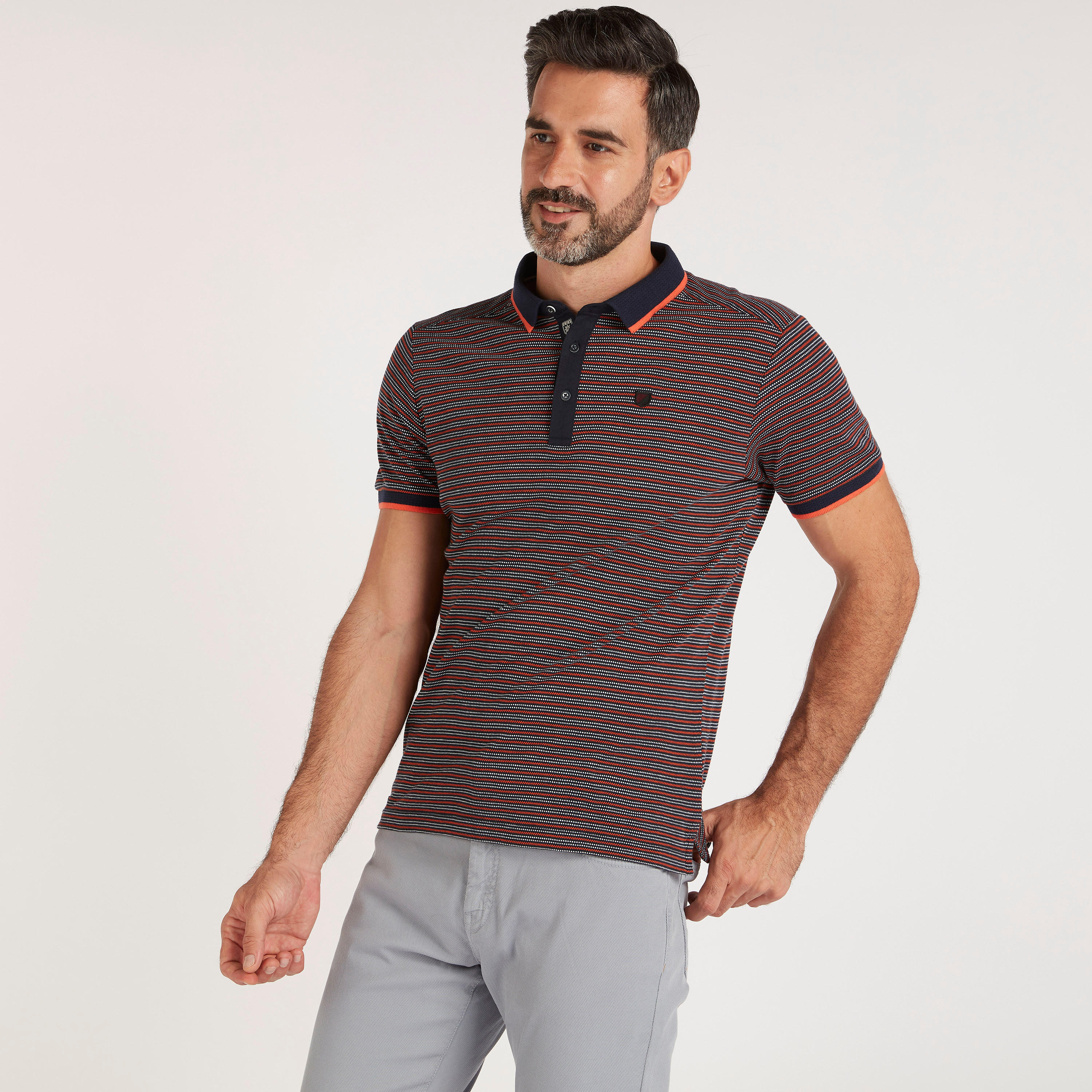 Striped Polo T-shirt with Short sleeves-men-clothing-tshirtsandpolos-polos-image-1