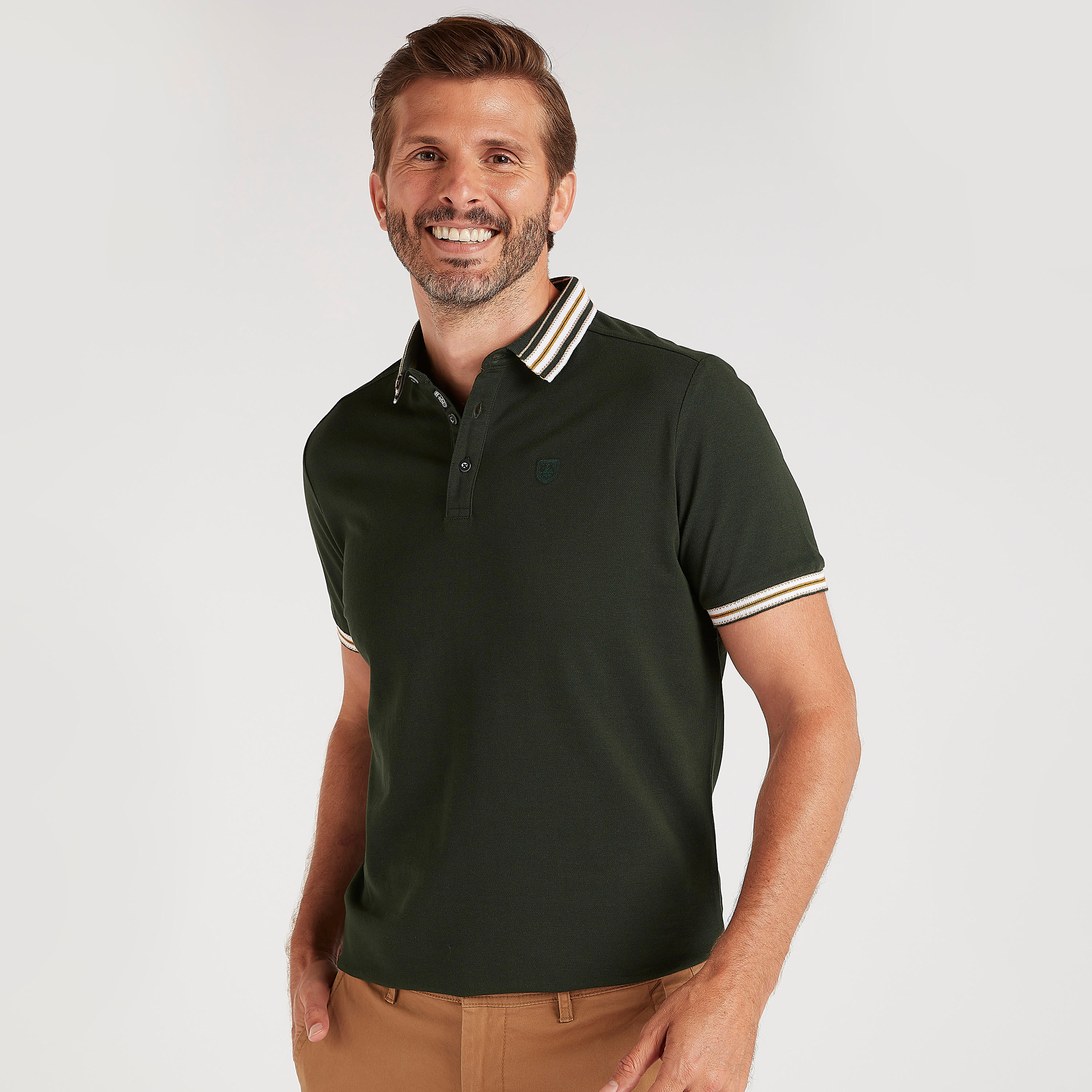 تيشيرت بولو بارز الملمس بأكمام قصيرة-men-clothing-tshirtsandpolos-polos-image-1