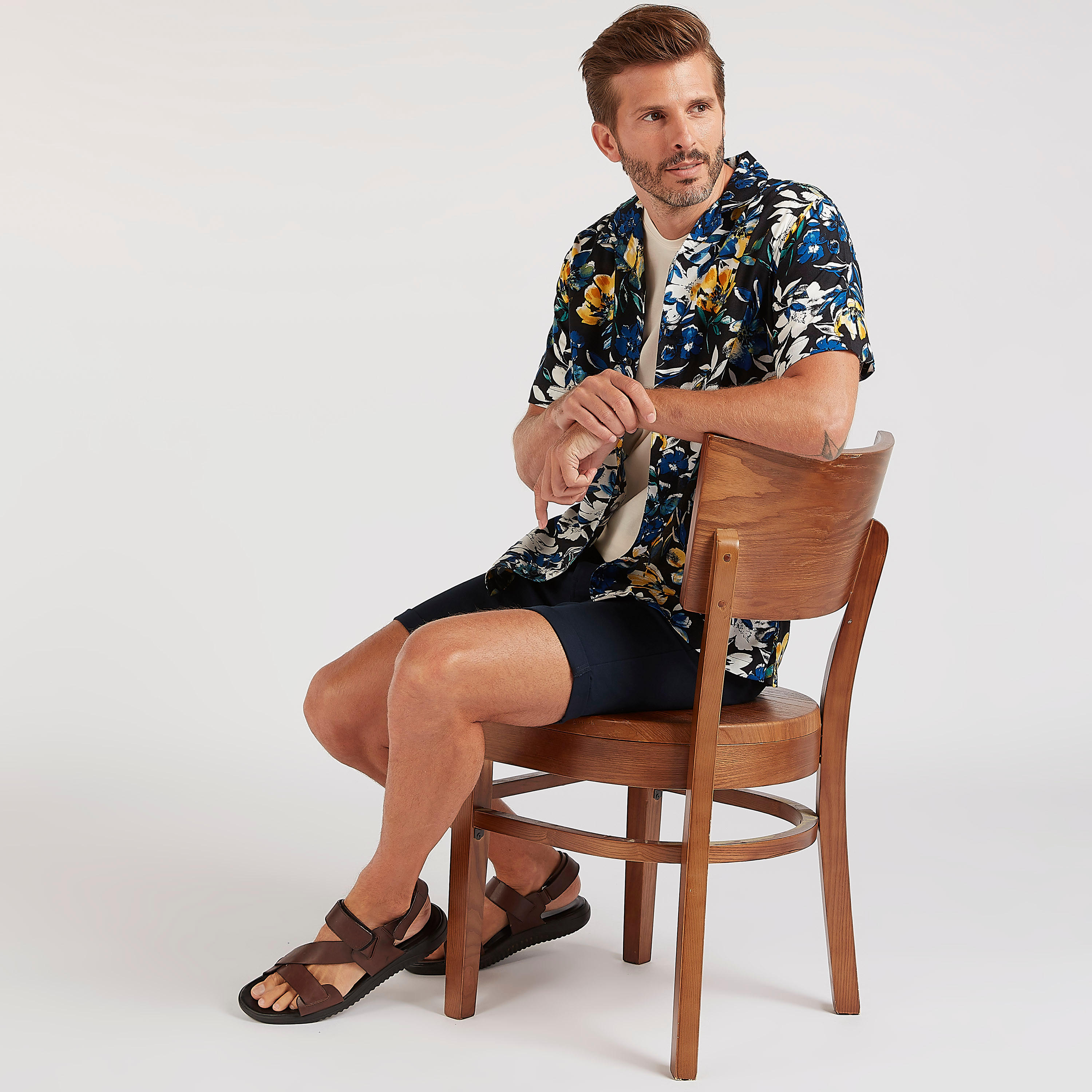 Solid Shorts with Pockets and Button Closure-men-clothing-bottoms-shorts-image-2