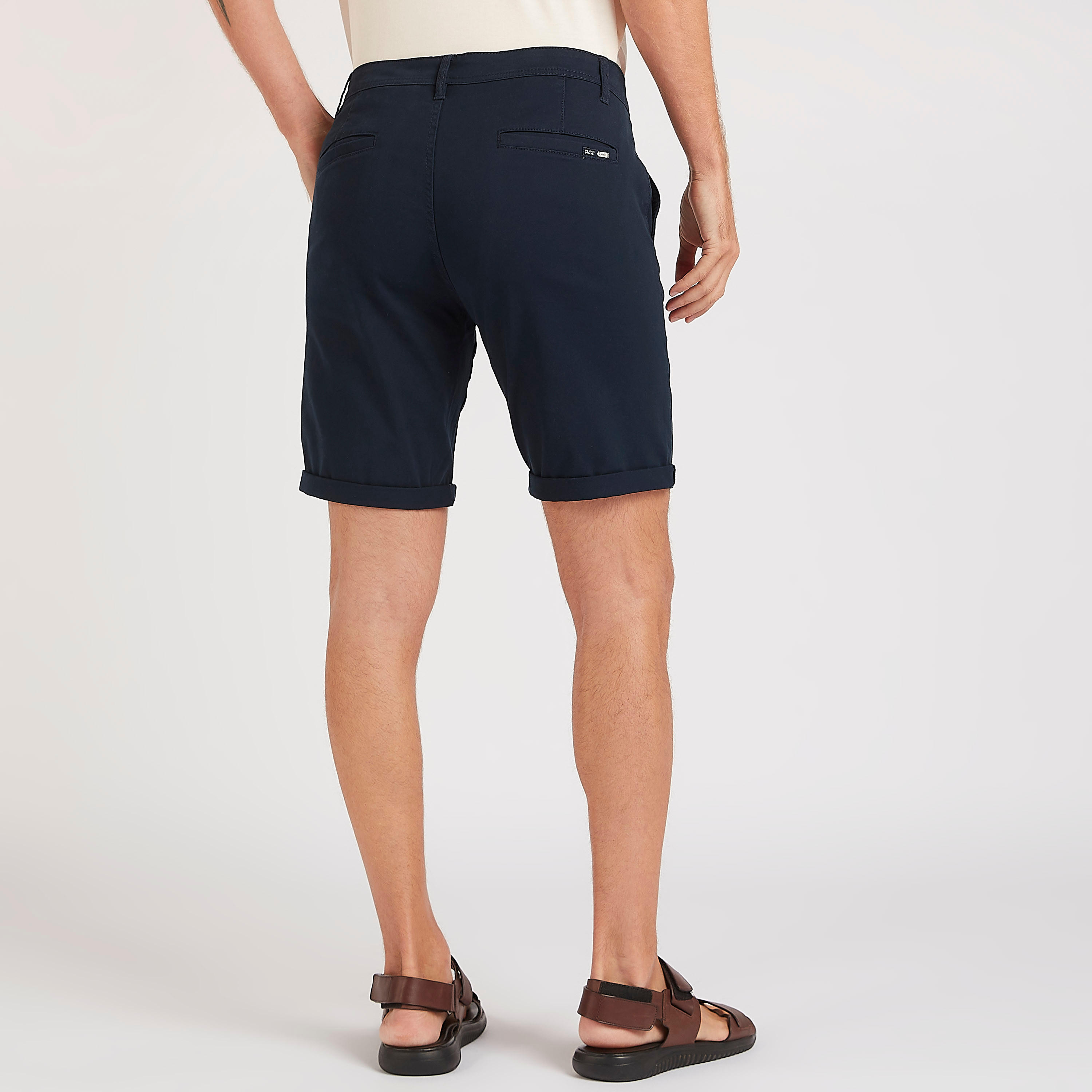 Solid Shorts with Pockets and Button Closure-men-clothing-bottoms-shorts-image-4