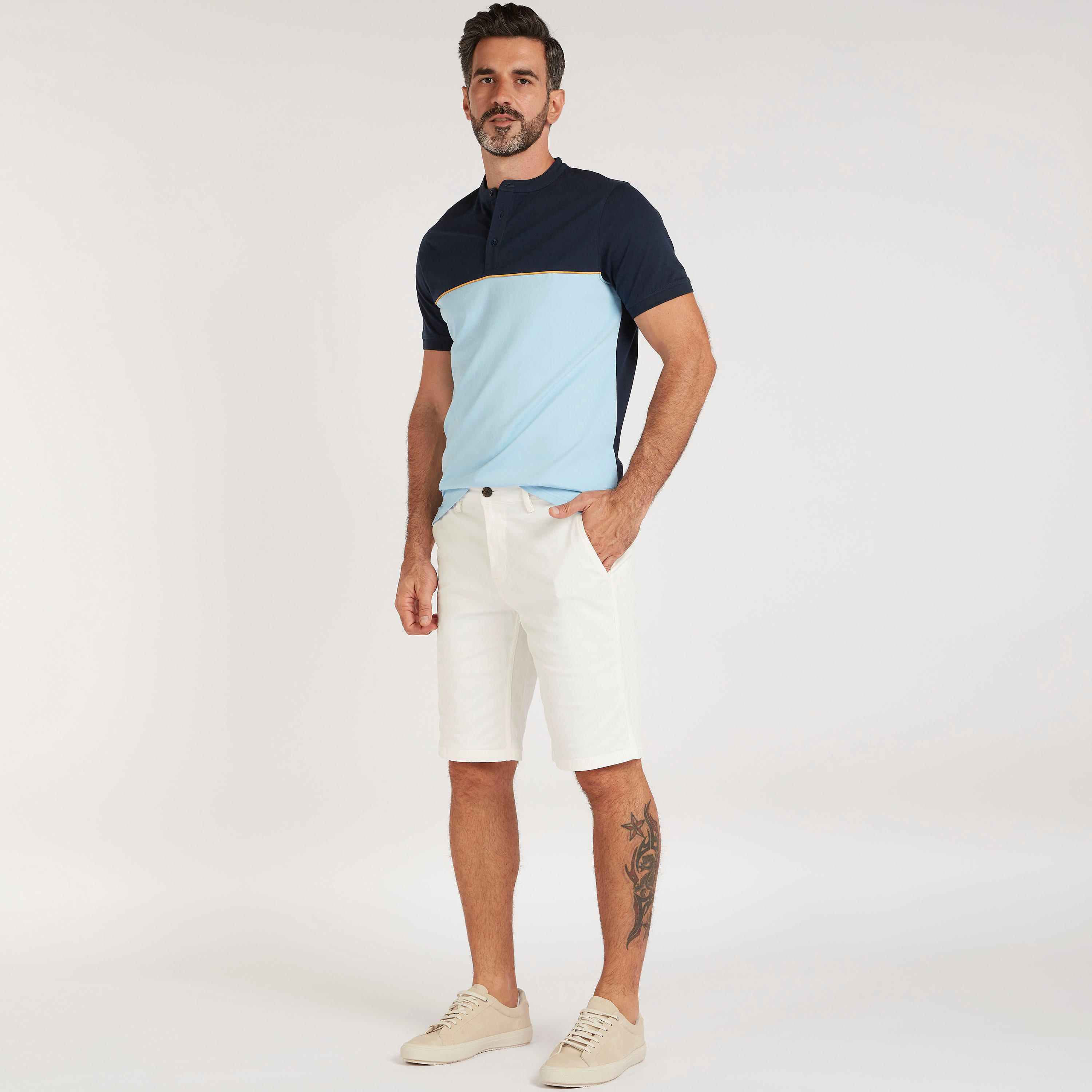 Solid Shorts with Button Closure and Pockets-men-clothing-bottoms-shorts-image-2