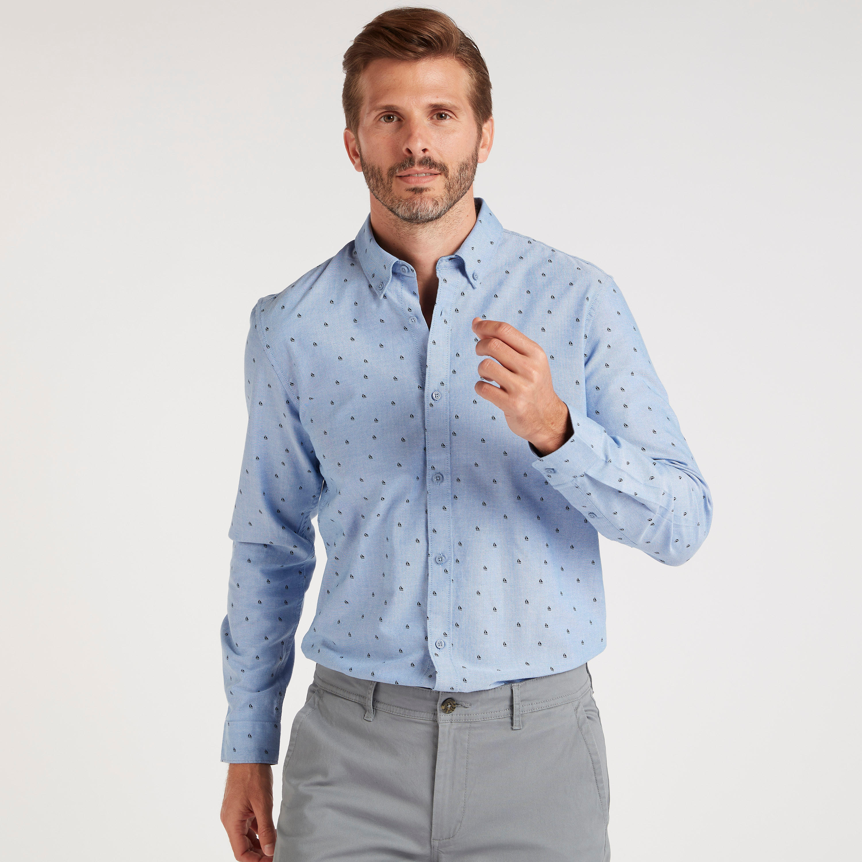 Printed Shirt with Long Sleeves and Button Closure-men-clothing-shirts-image-1