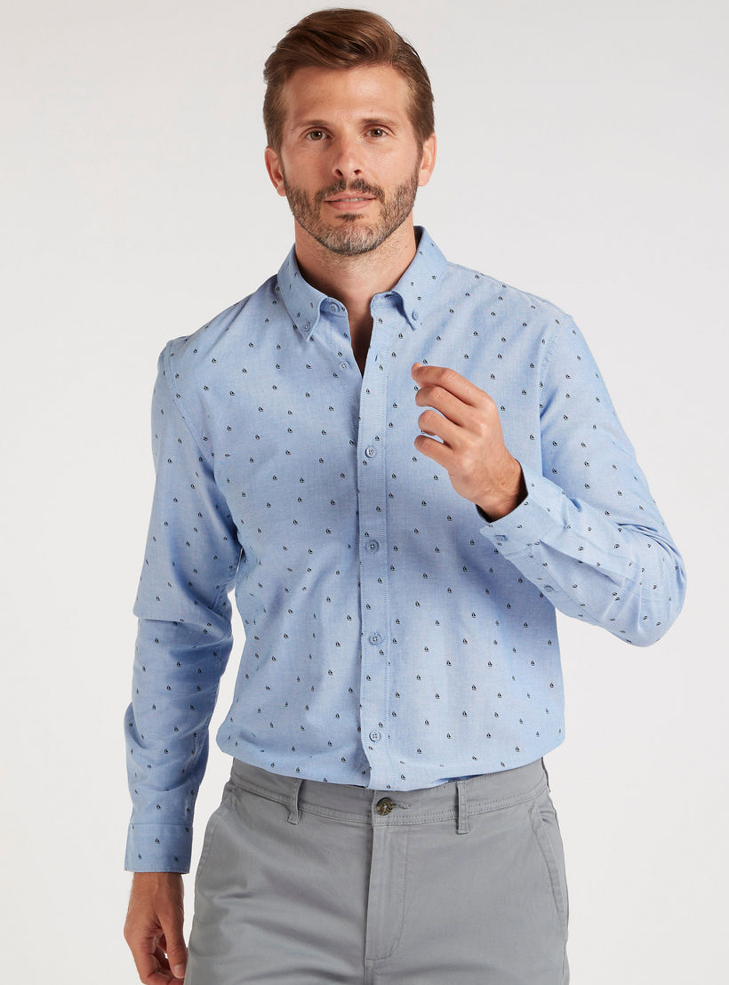 Printed Shirt with Long Sleeves and Button Closure-men-clothing-shirts-image-1
