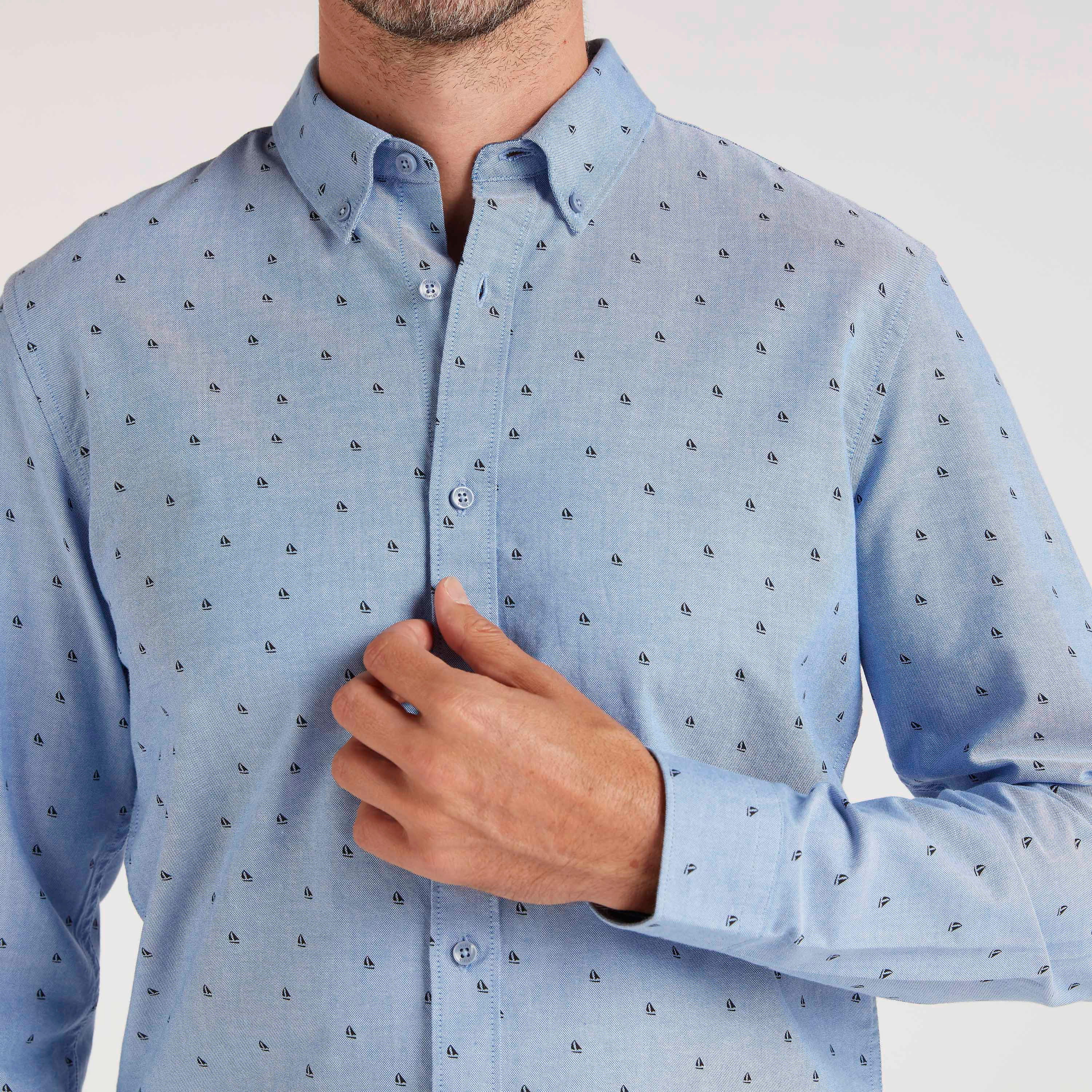 Printed Shirt with Long Sleeves and Button Closure-men-clothing-shirts-image-3