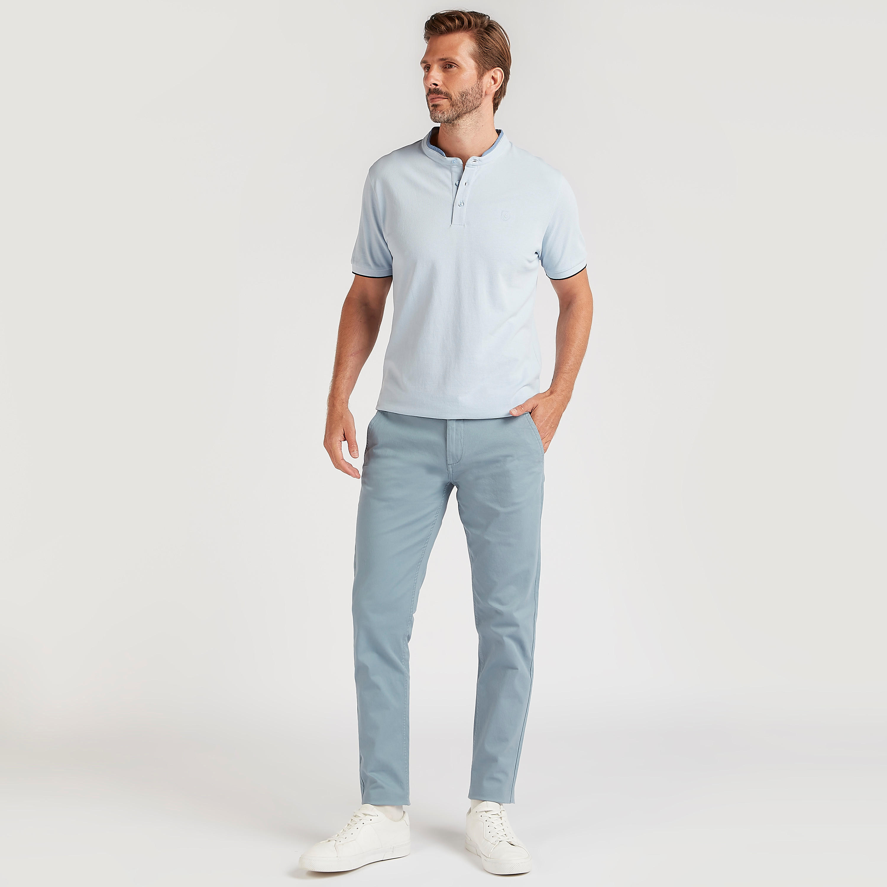 تيشيرت سادة بياقة ماندارين وأكمام قصيرة-men-clothing-tshirtsandpolos-tshirts-image-2