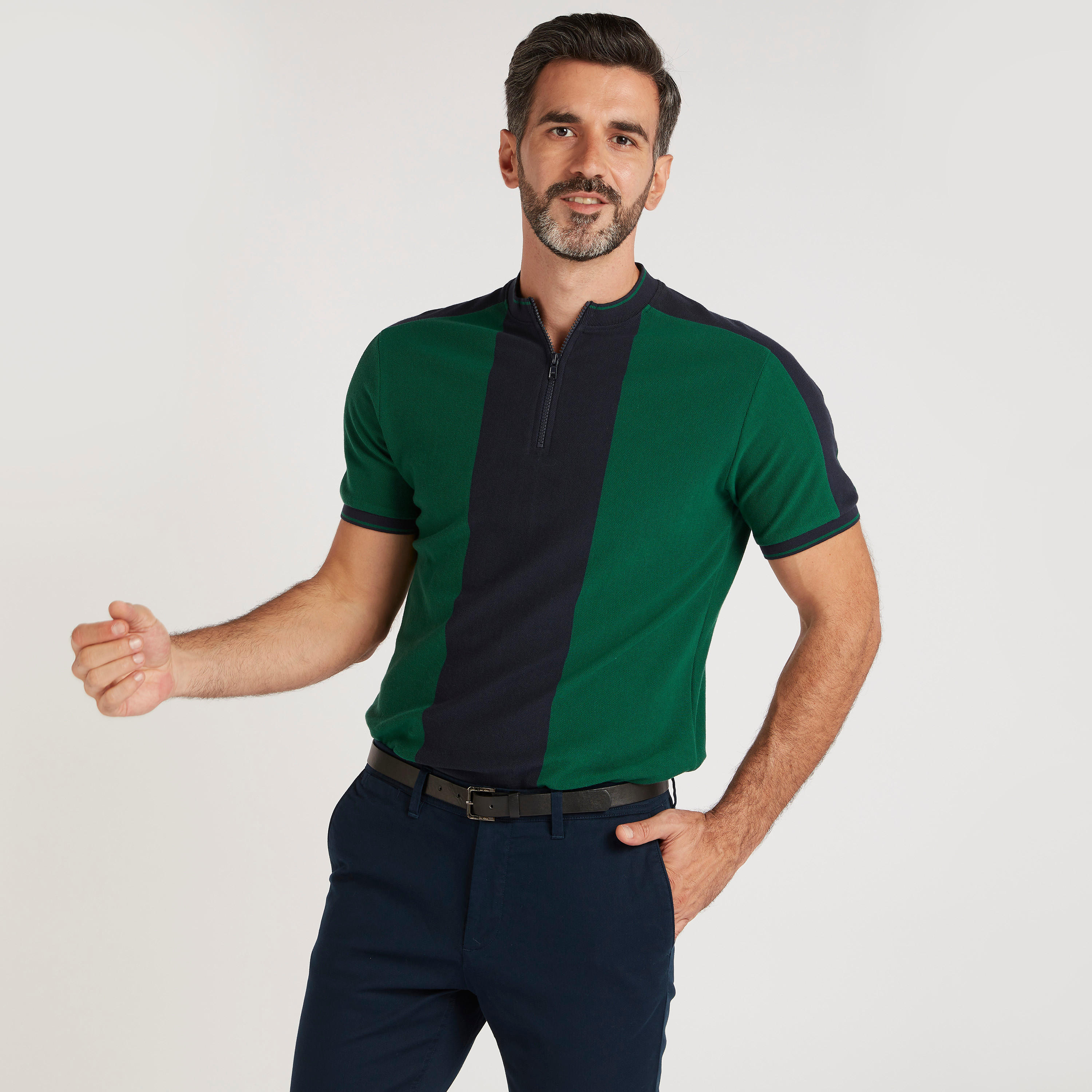تيشيرت مخطط بأكمام قصيرة وسحّاب-men-clothing-tshirtsandpolos-tshirts-image-1