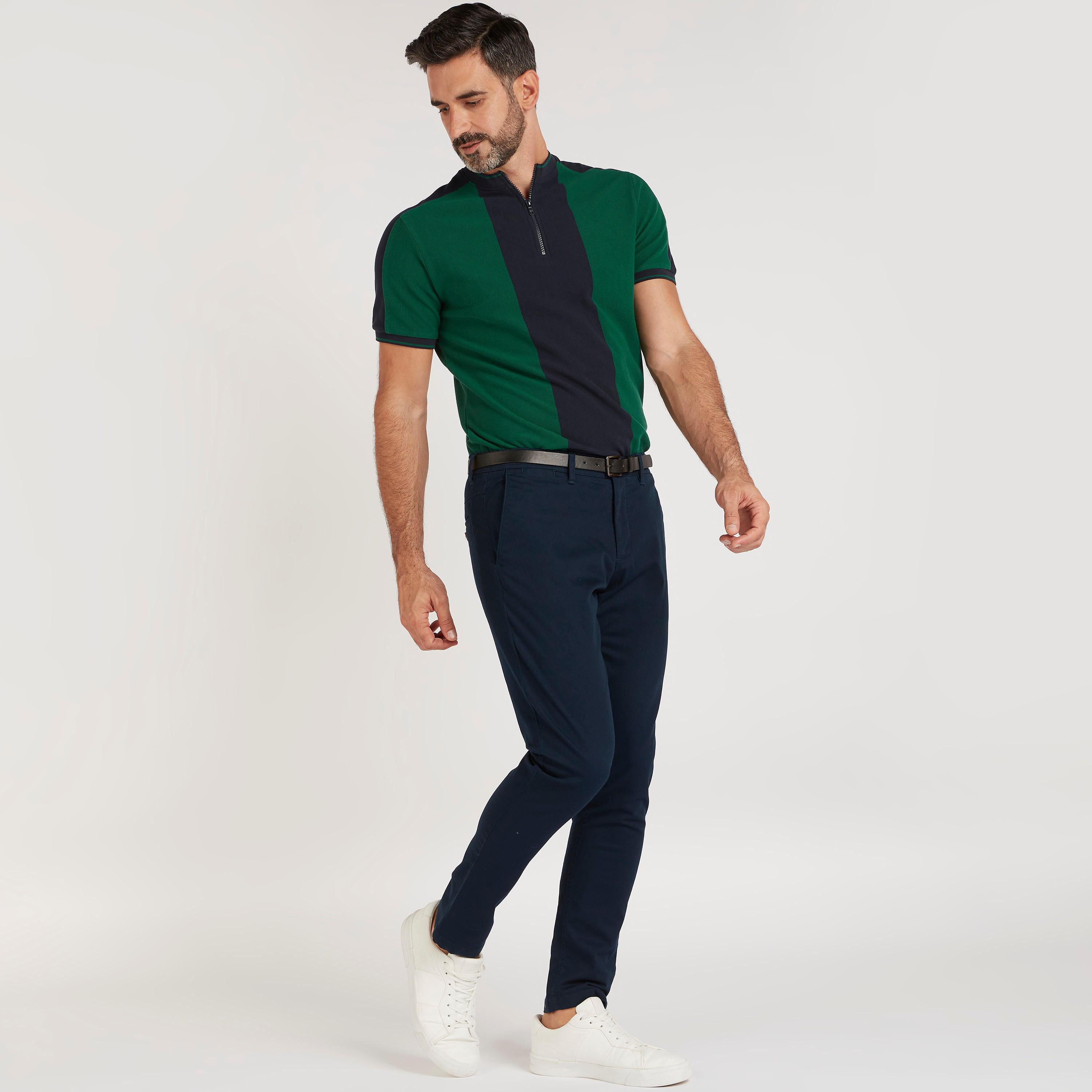 تيشيرت مخطط بأكمام قصيرة وسحّاب-men-clothing-tshirtsandpolos-tshirts-image-2