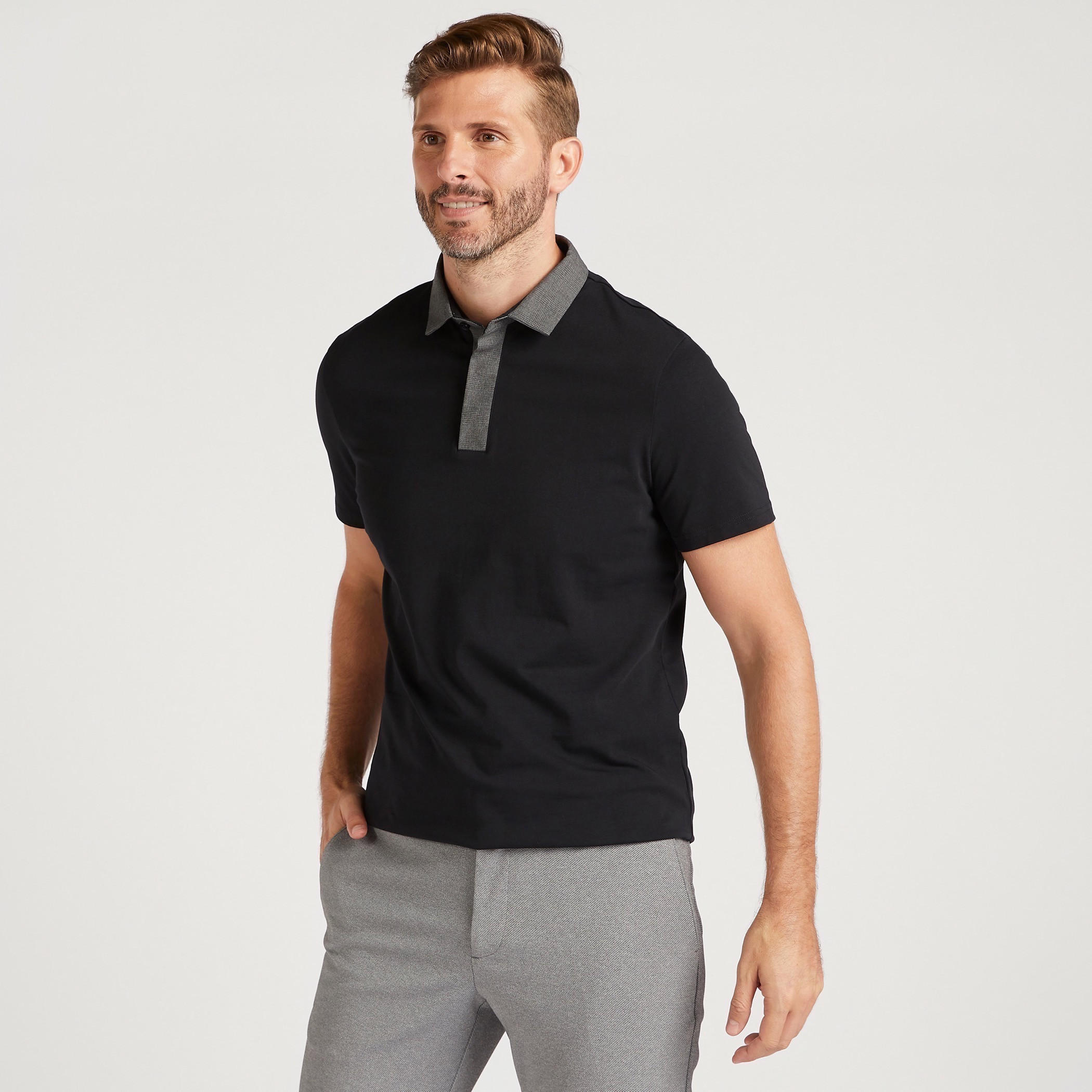 تيشيرت بولو سادة بياقة كاروهات-men-clothing-tshirtsandpolos-polos-image-4