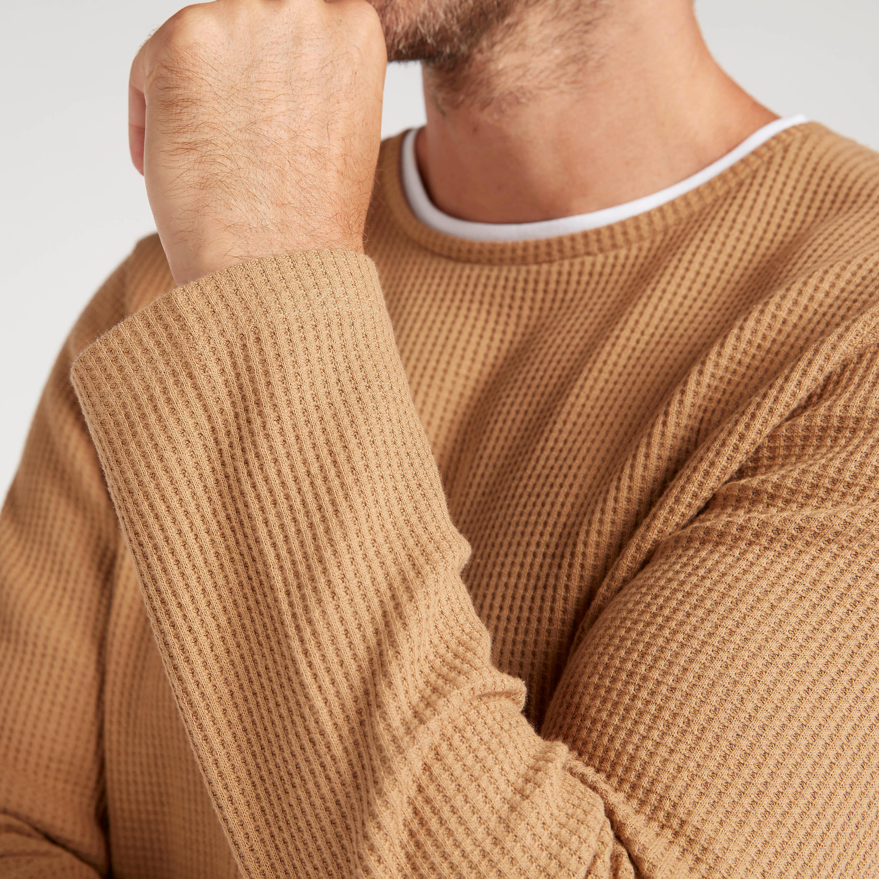 Textured Crew Neck T-shirt with Long Sleeves-men-clothing-tshirtsandpolos-tshirts-image-3