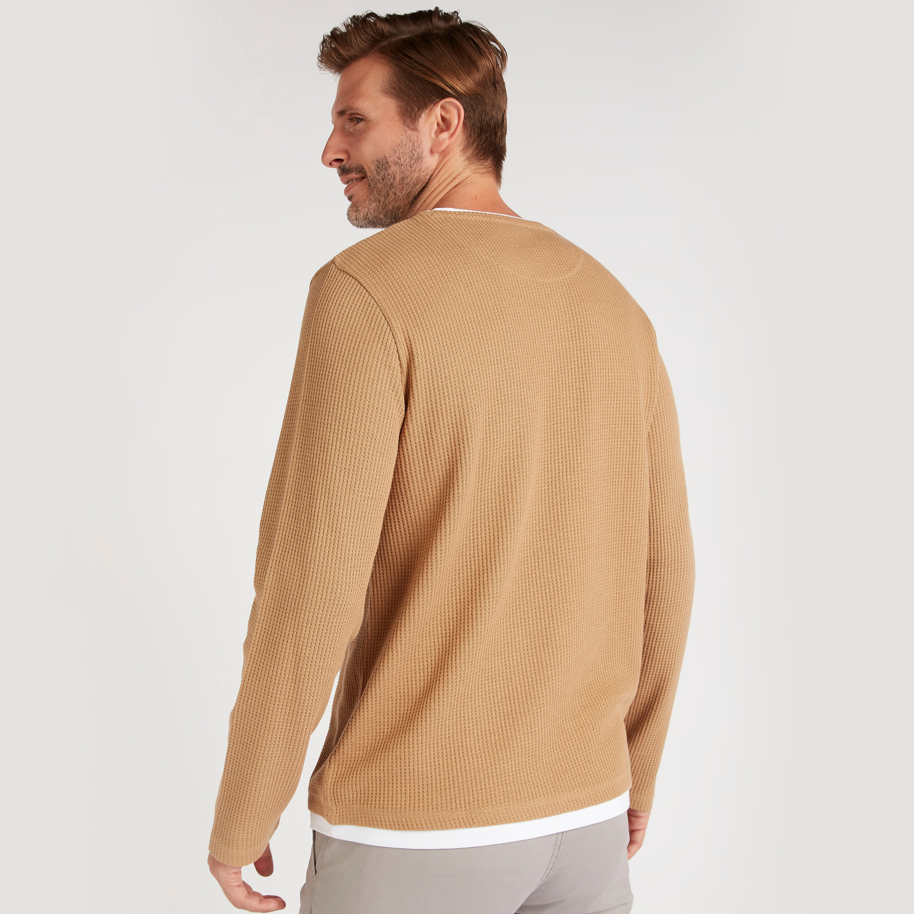 Textured Crew Neck T-shirt with Long Sleeves-men-clothing-tshirtsandpolos-tshirts-image-4