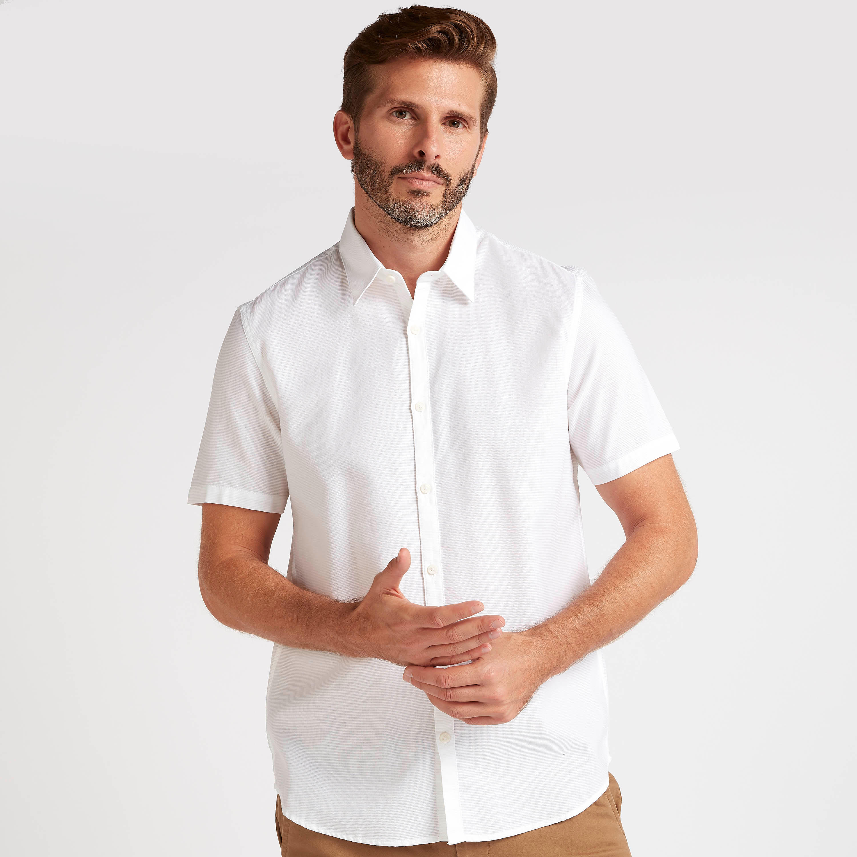 Textured Button Up Shirt with Spread Collar-men-clothing-shirts-image-1