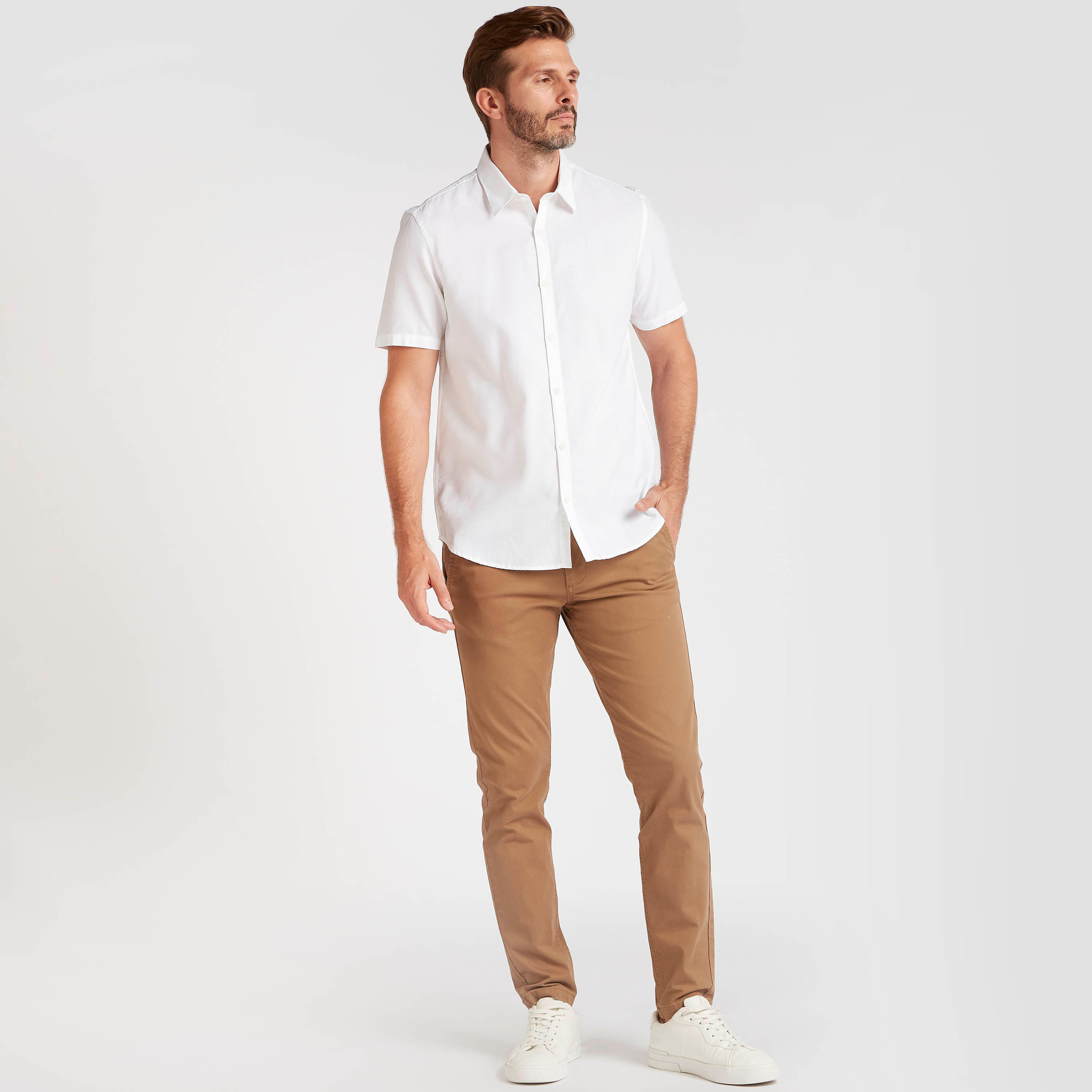 Textured Button Up Shirt with Spread Collar-men-clothing-shirts-image-2