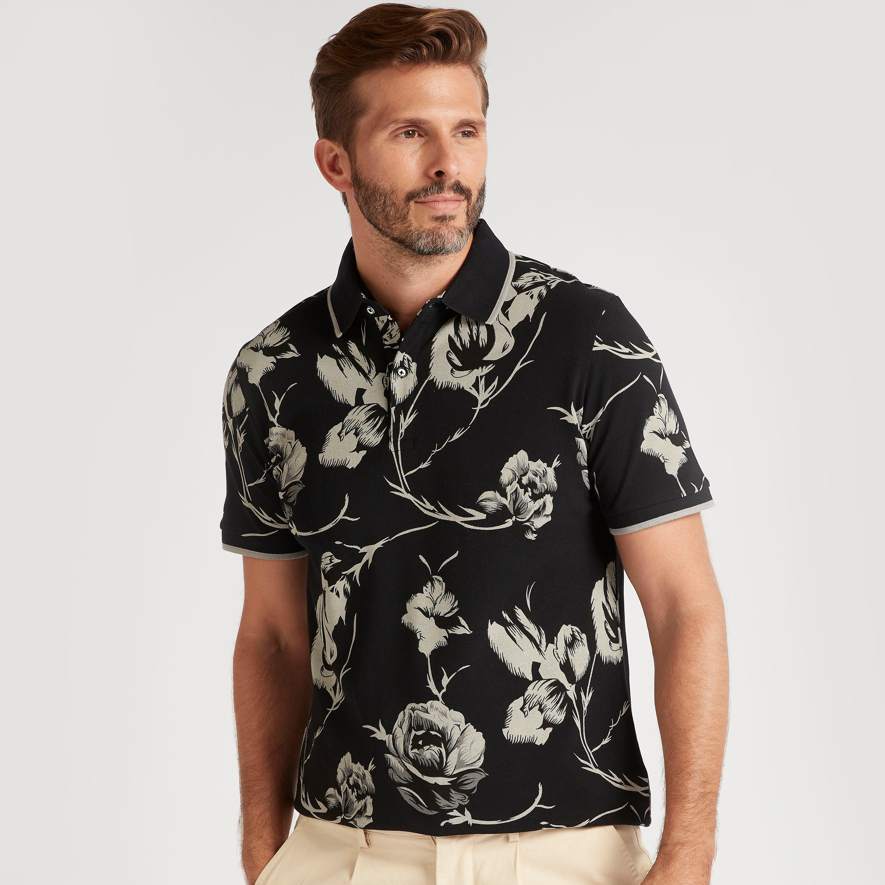 Floral Print Polo T-shirt with Short Sleeves-men-clothing-tshirtsandpolos-polos-image-6