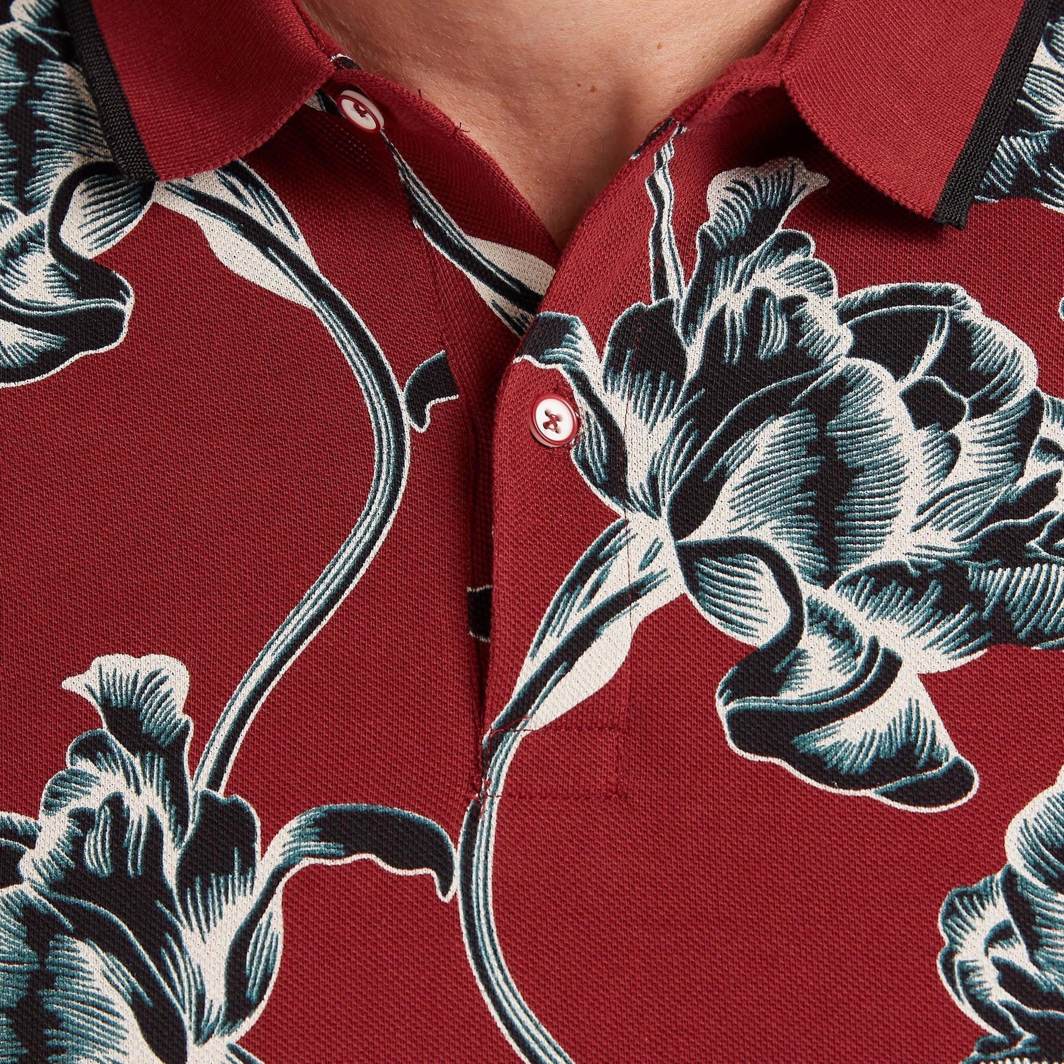 تيشيرت بولو بأكمام قصيرة وطبعات زهرية-men-clothing-tshirtsandpolos-polos-image-3
