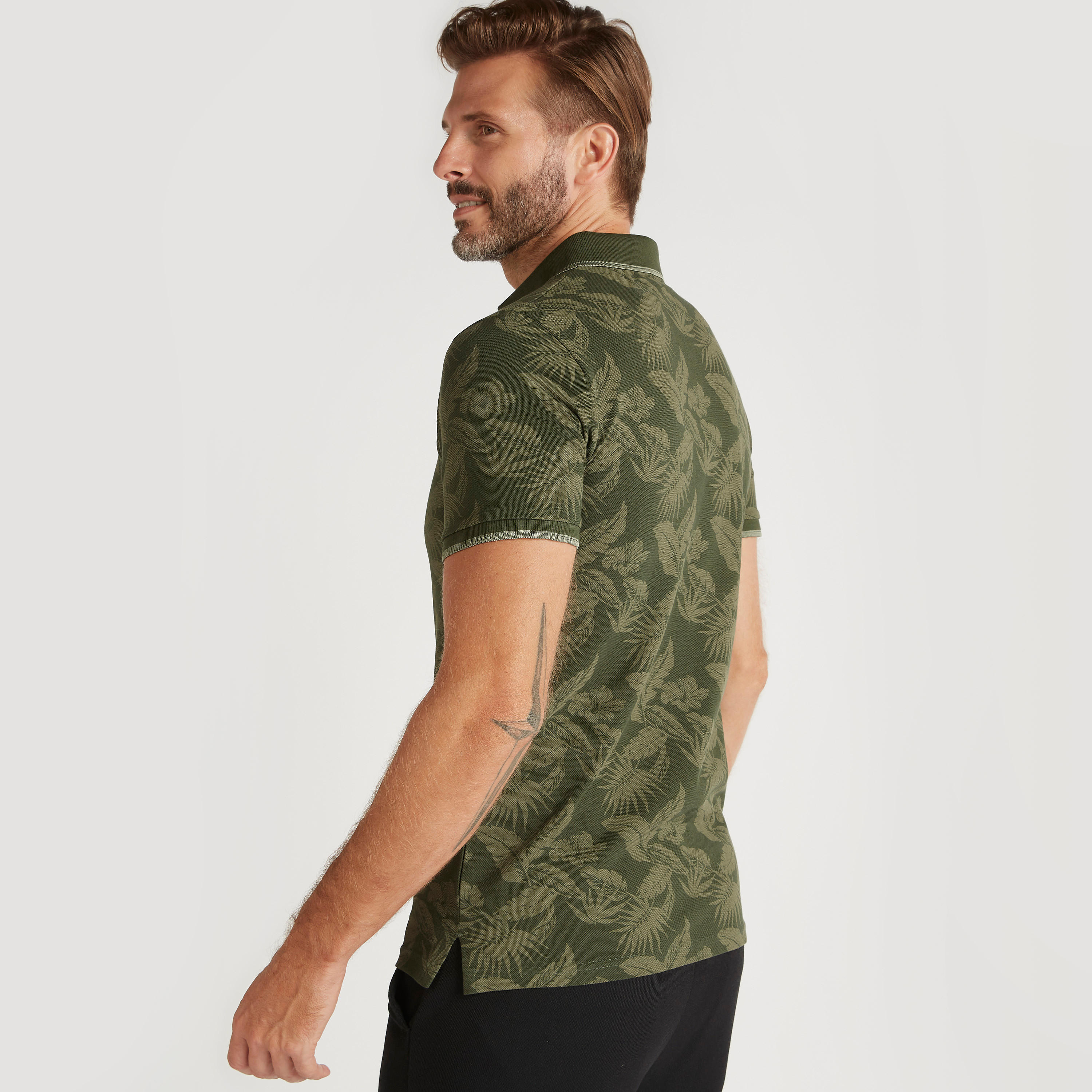 تيشيرت بولو بأكمام قصيرة وطبعات زهرية-men-clothing-tshirtsandpolos-polos-image-4