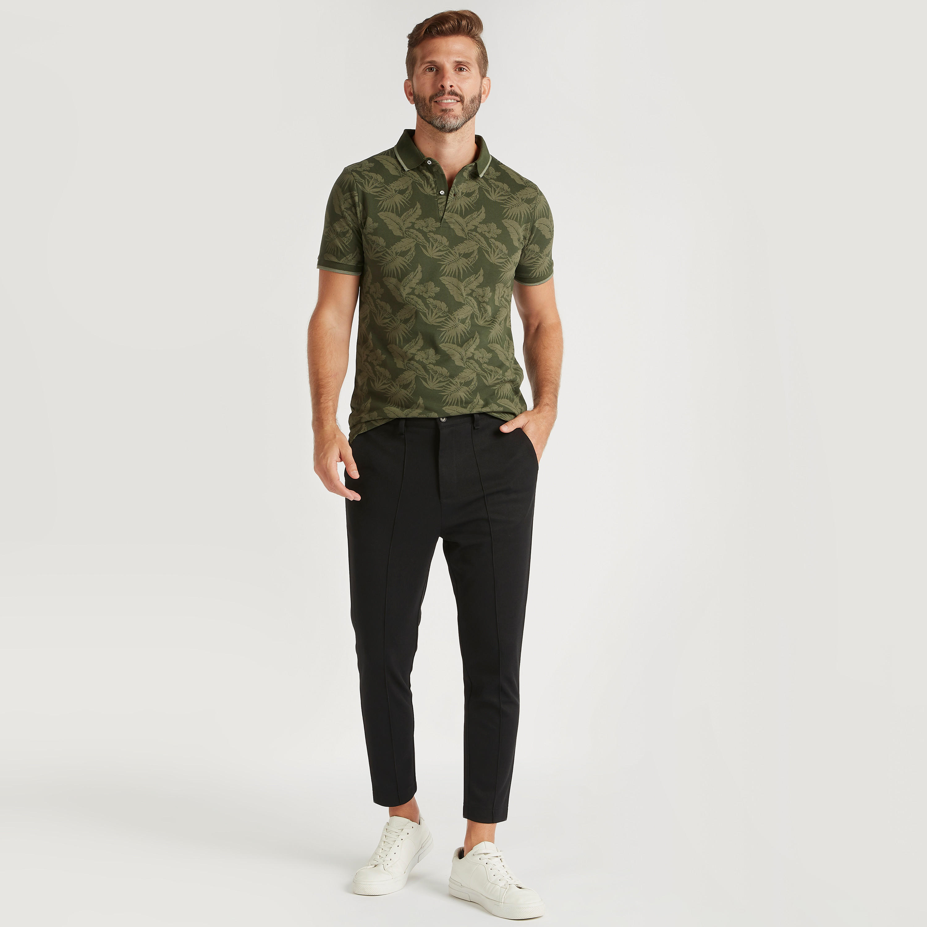 تيشيرت بولو بأكمام قصيرة وطبعات زهرية-men-clothing-tshirtsandpolos-polos-image-6