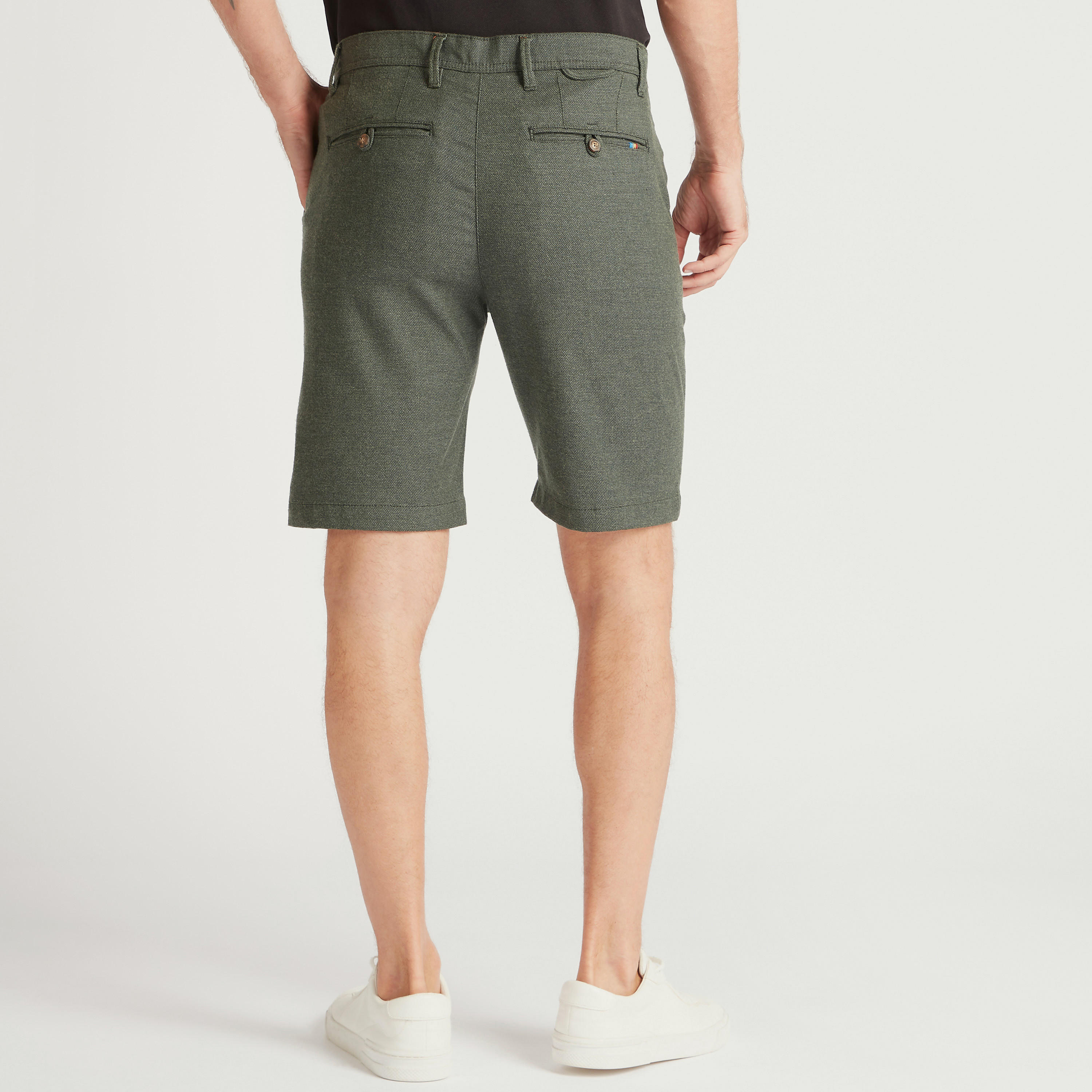 Textured Mid-Rise Shorts with Button Closure-men-clothing-bottoms-shorts-image-4