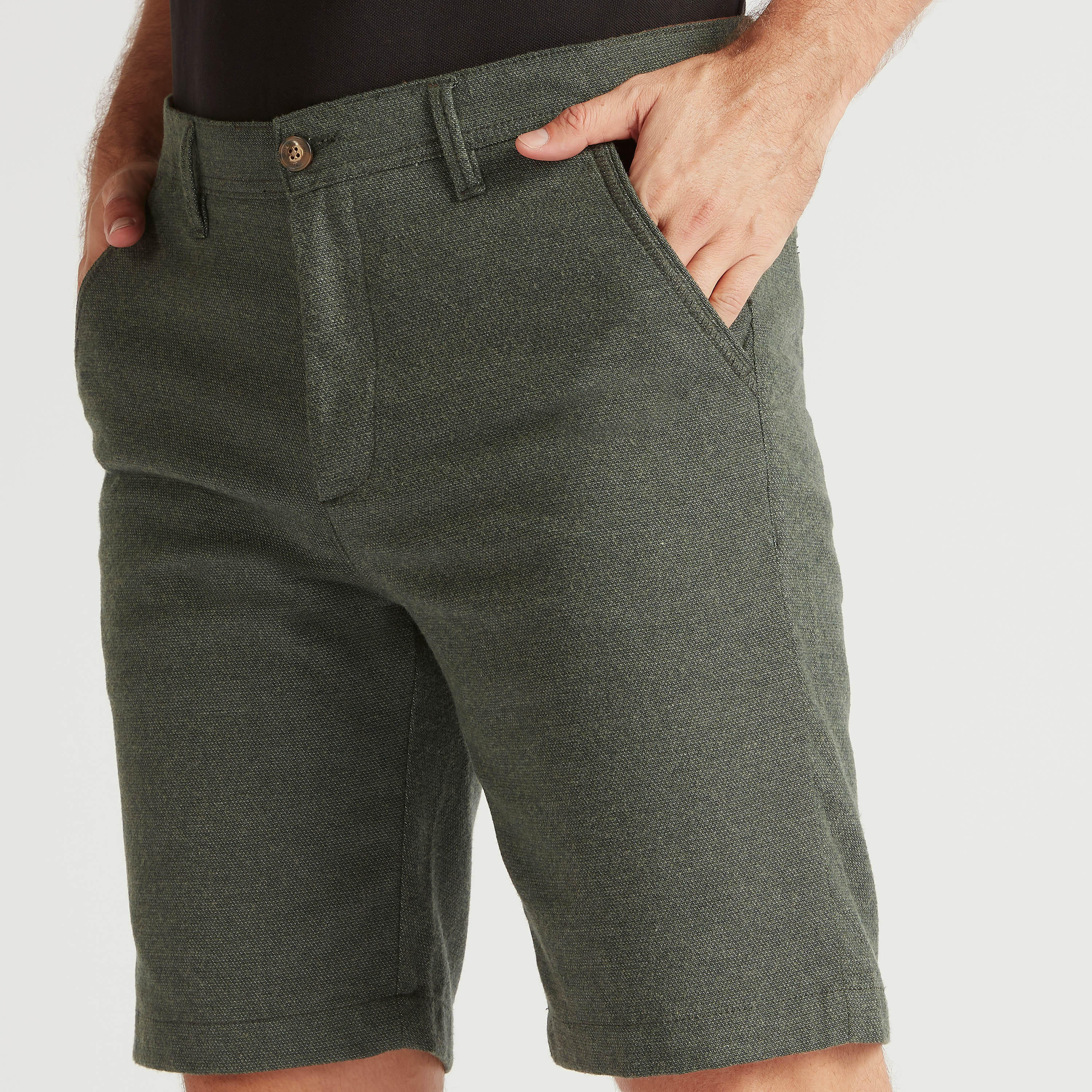 Textured Mid-Rise Shorts with Button Closure-men-clothing-bottoms-shorts-image-5