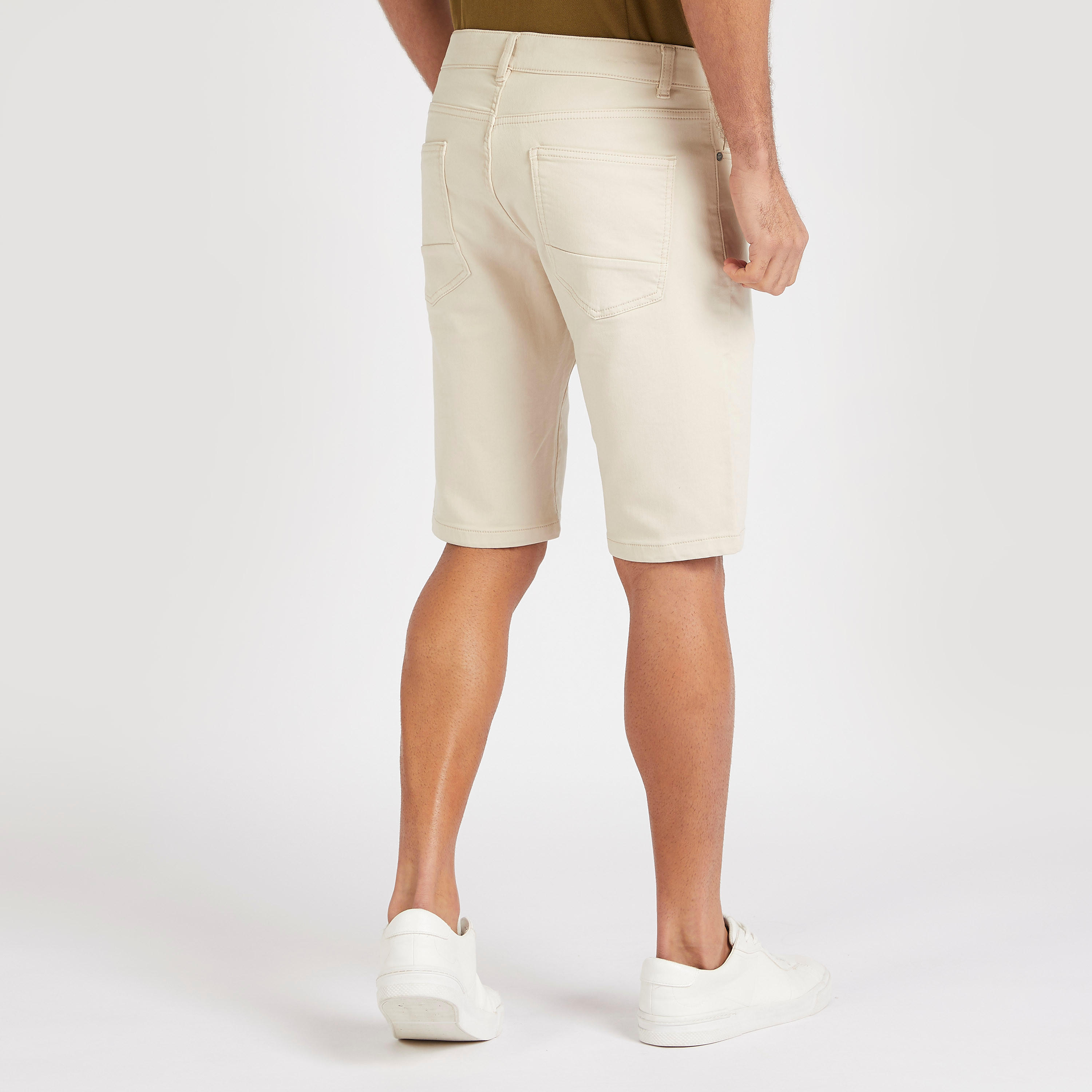 Solid Knee Length Shorts with Button Closure-men-clothing-bottoms-shorts-image-5