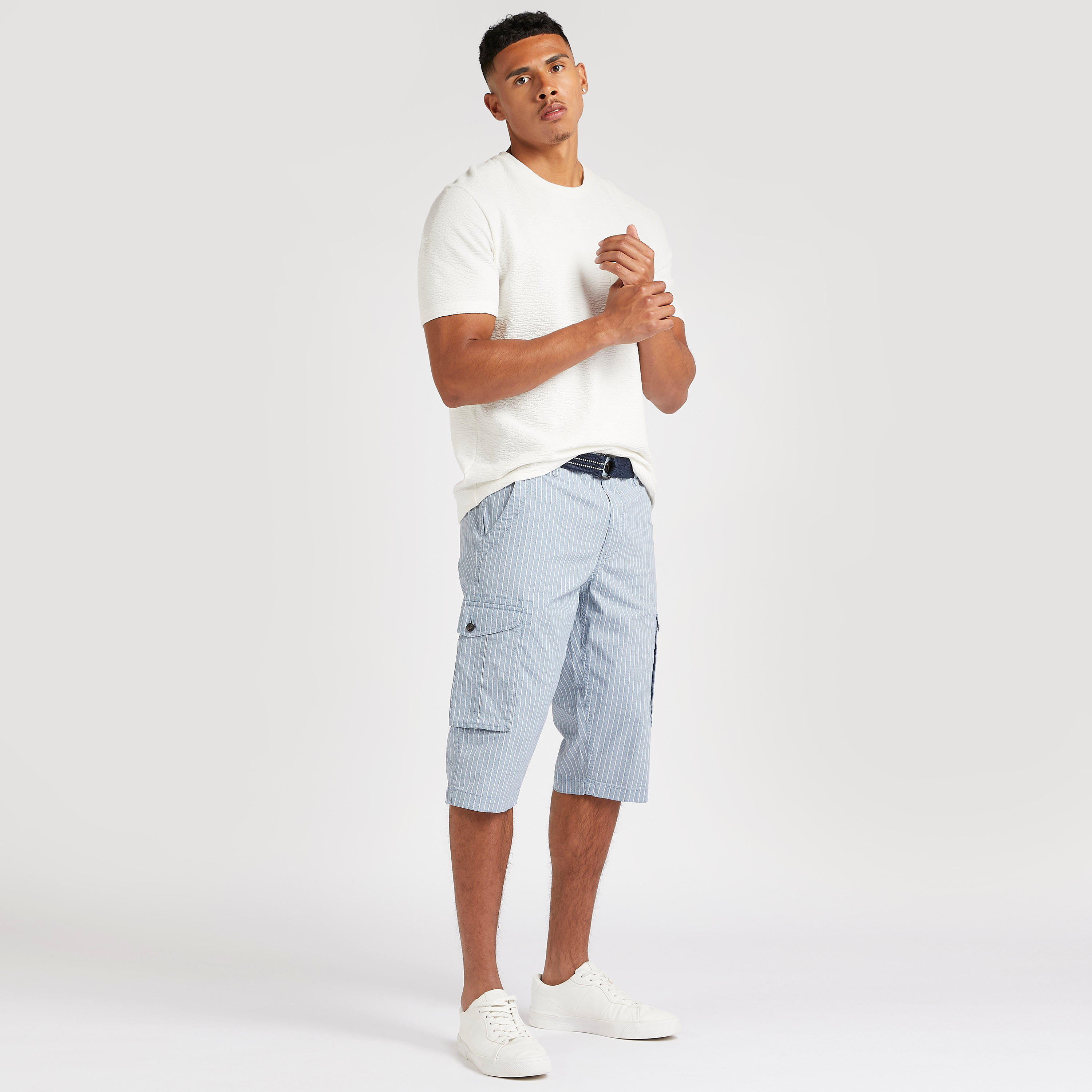 Striped Cargo Shorts with Belt-men-clothing-bottoms-shorts-image-2