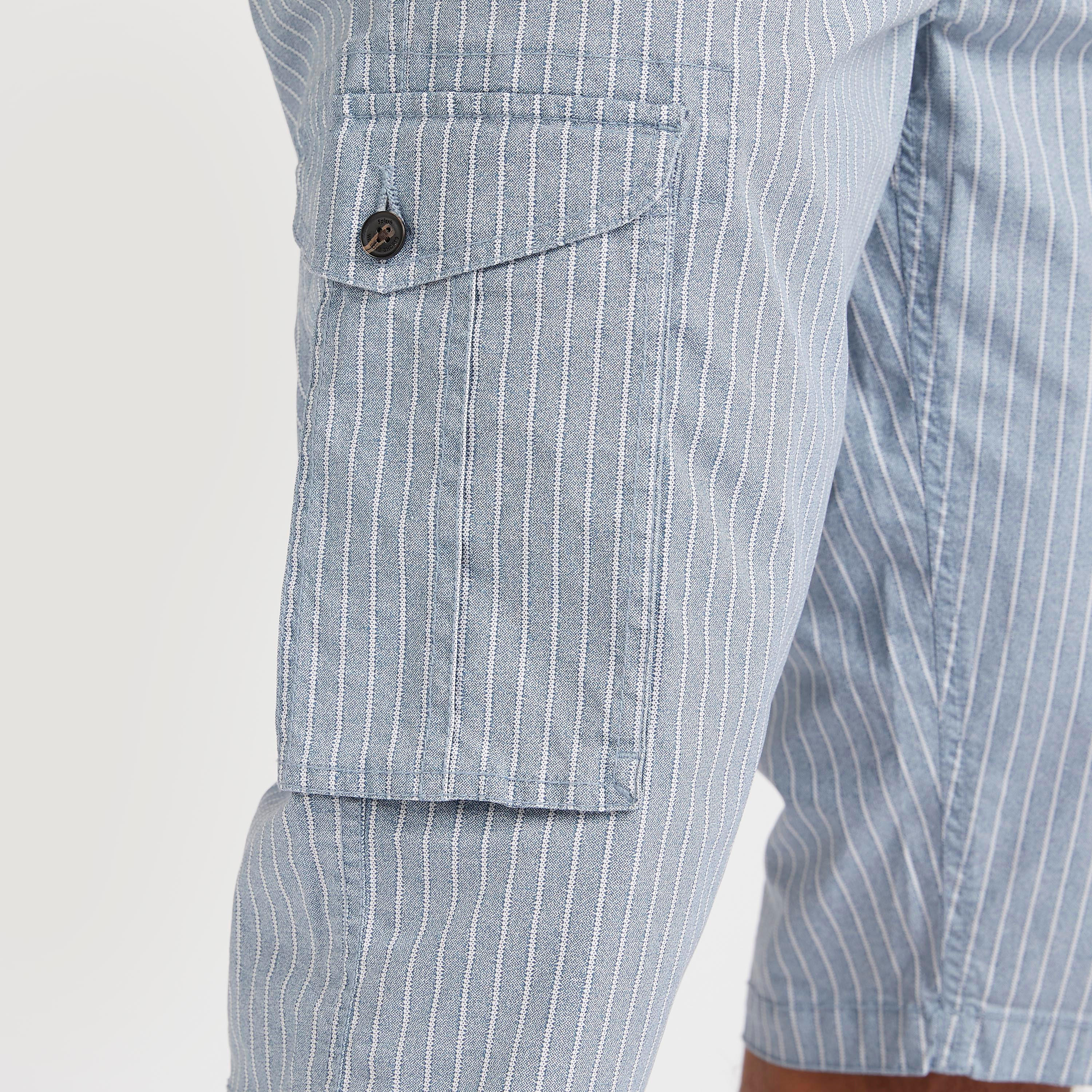 Striped Cargo Shorts with Belt-men-clothing-bottoms-shorts-image-4