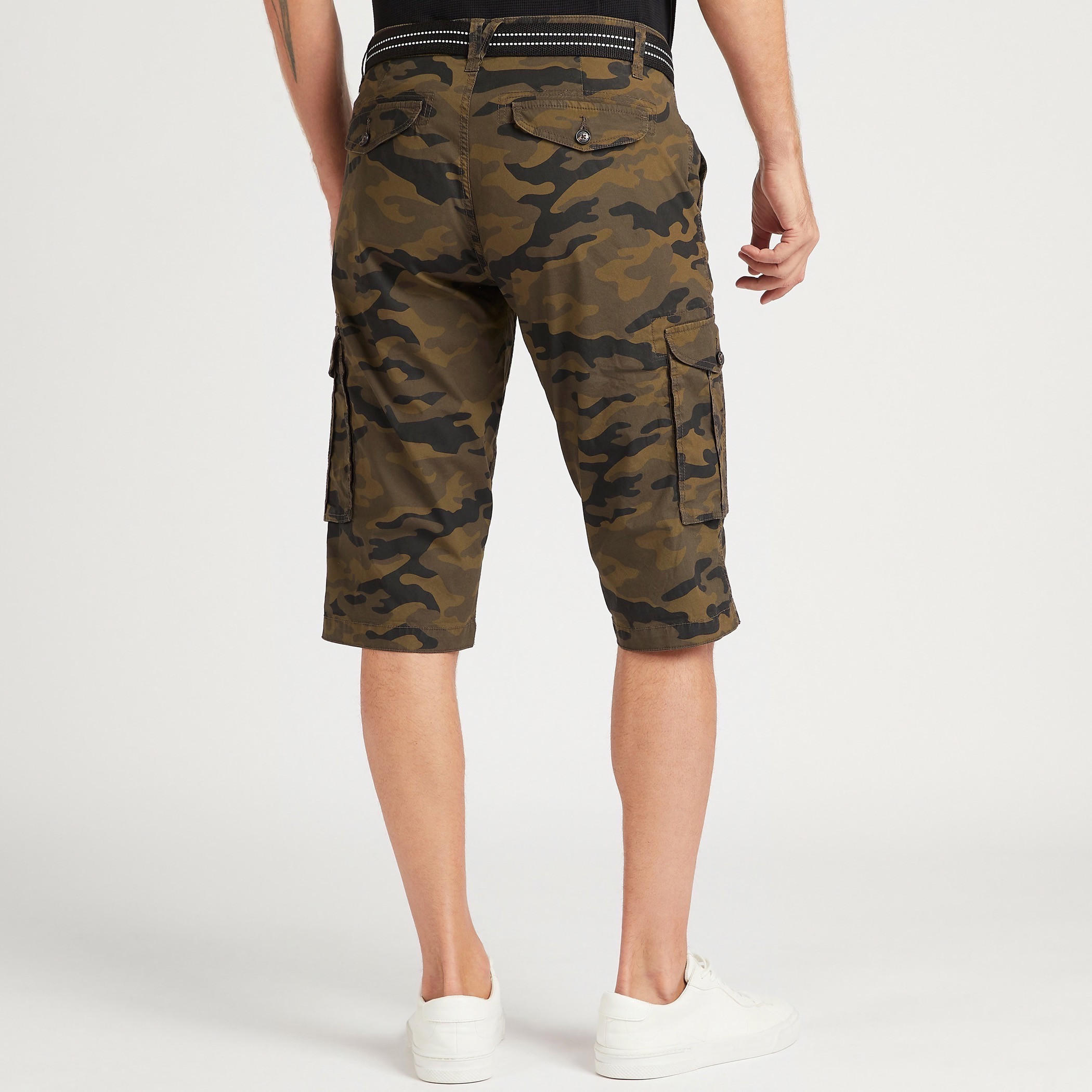Camouflage Print Shorts with Striped Belt-men-clothing-bottoms-shorts-image-4