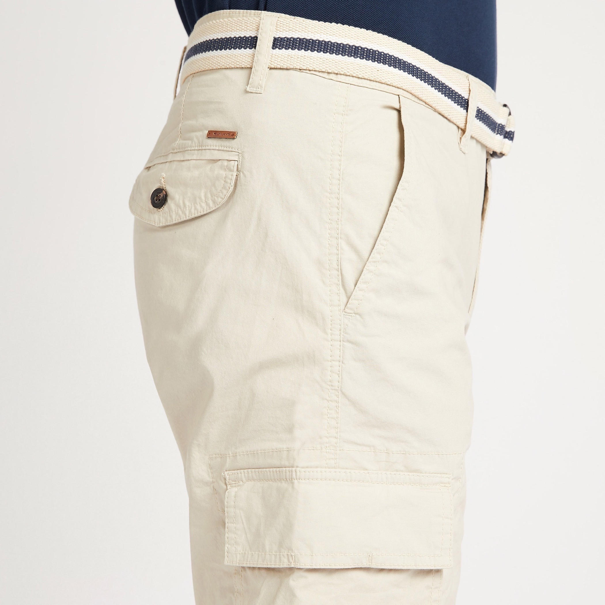 Solid Mid-Rise Cargo Shorts with Pockets and Belt-men-clothing-bottoms-shorts-image-3