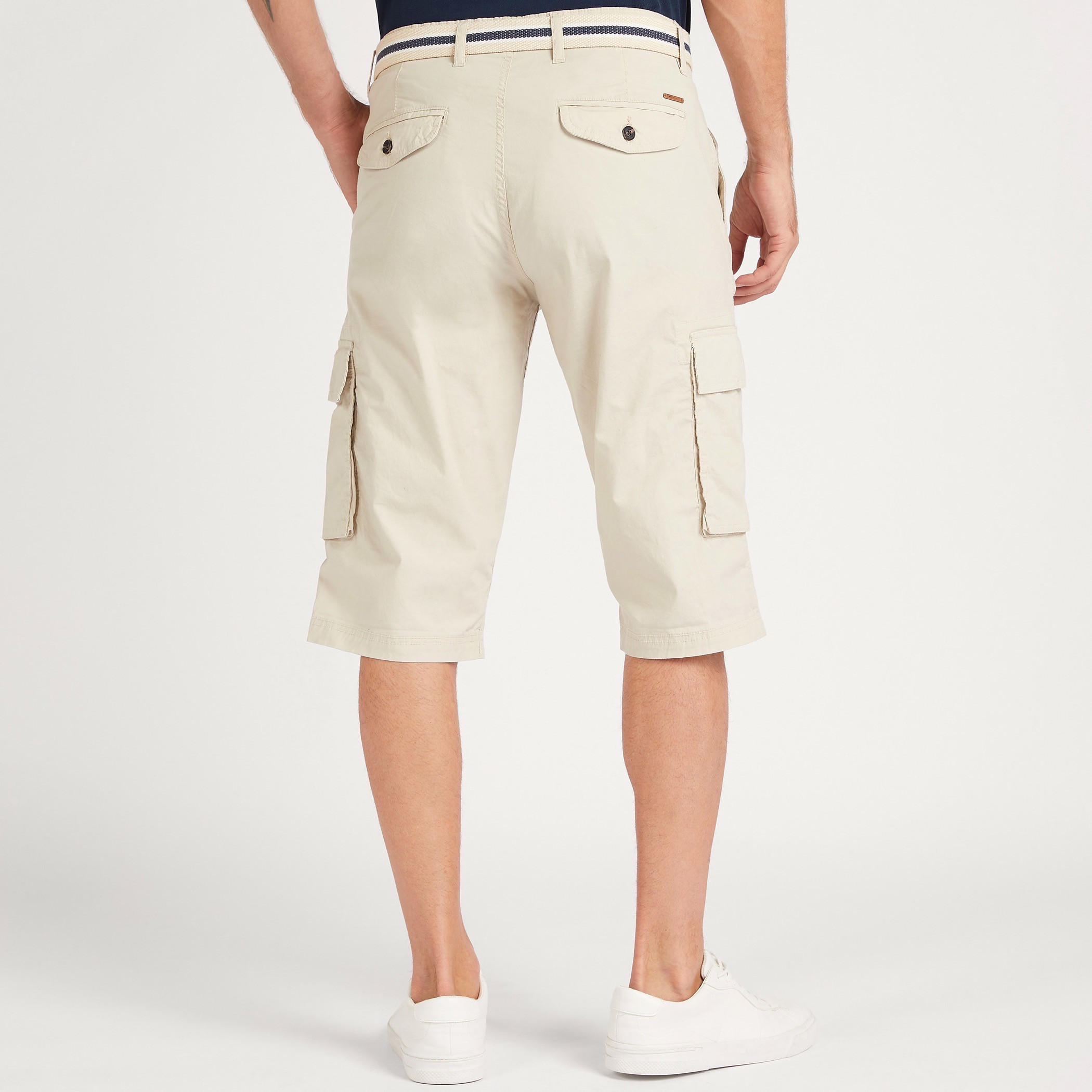 Solid Mid-Rise Cargo Shorts with Pockets and Belt-men-clothing-bottoms-shorts-image-4