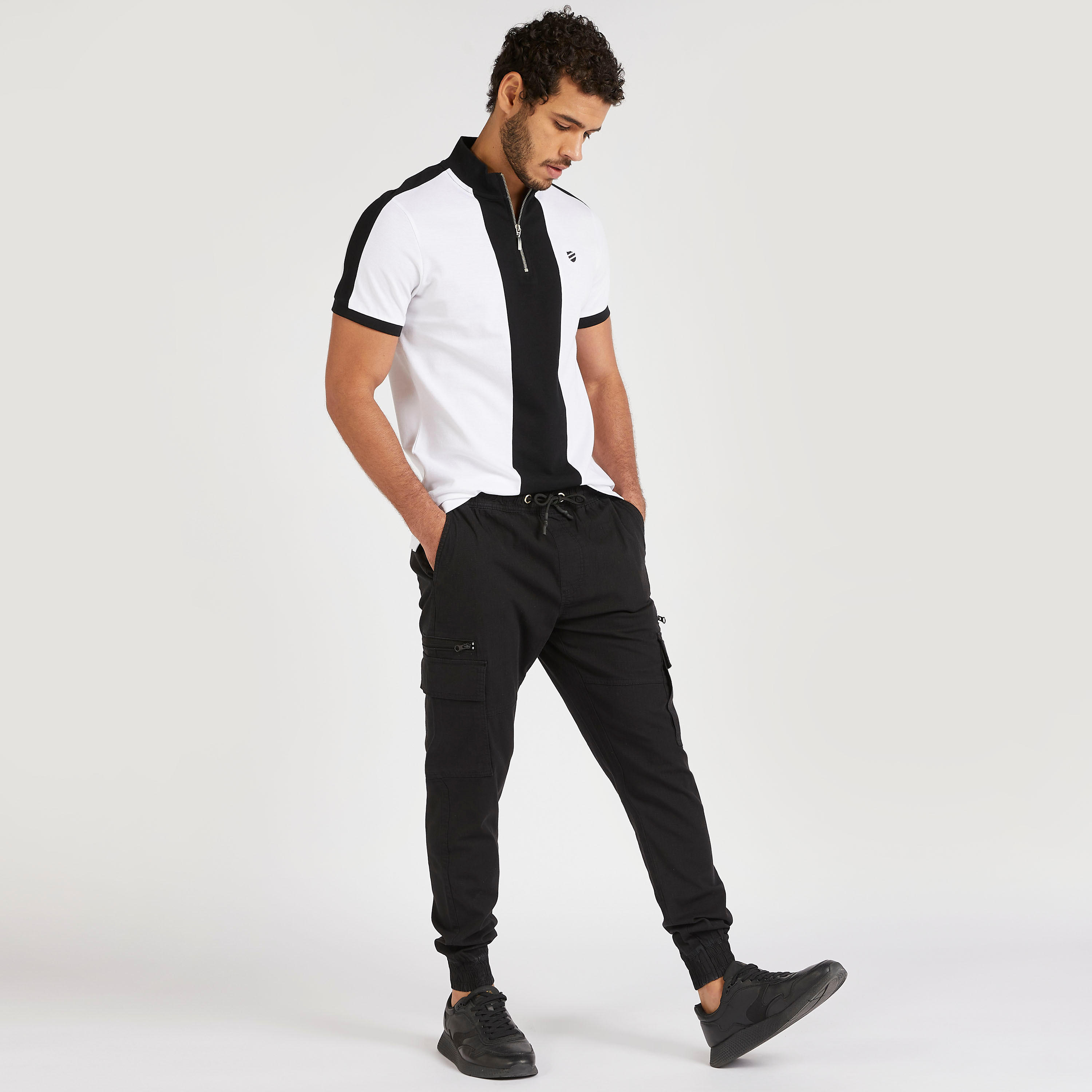 Mid-Rise Textured Cargo Joggers with Pockets-men-clothing-bottoms-joggers-image-2