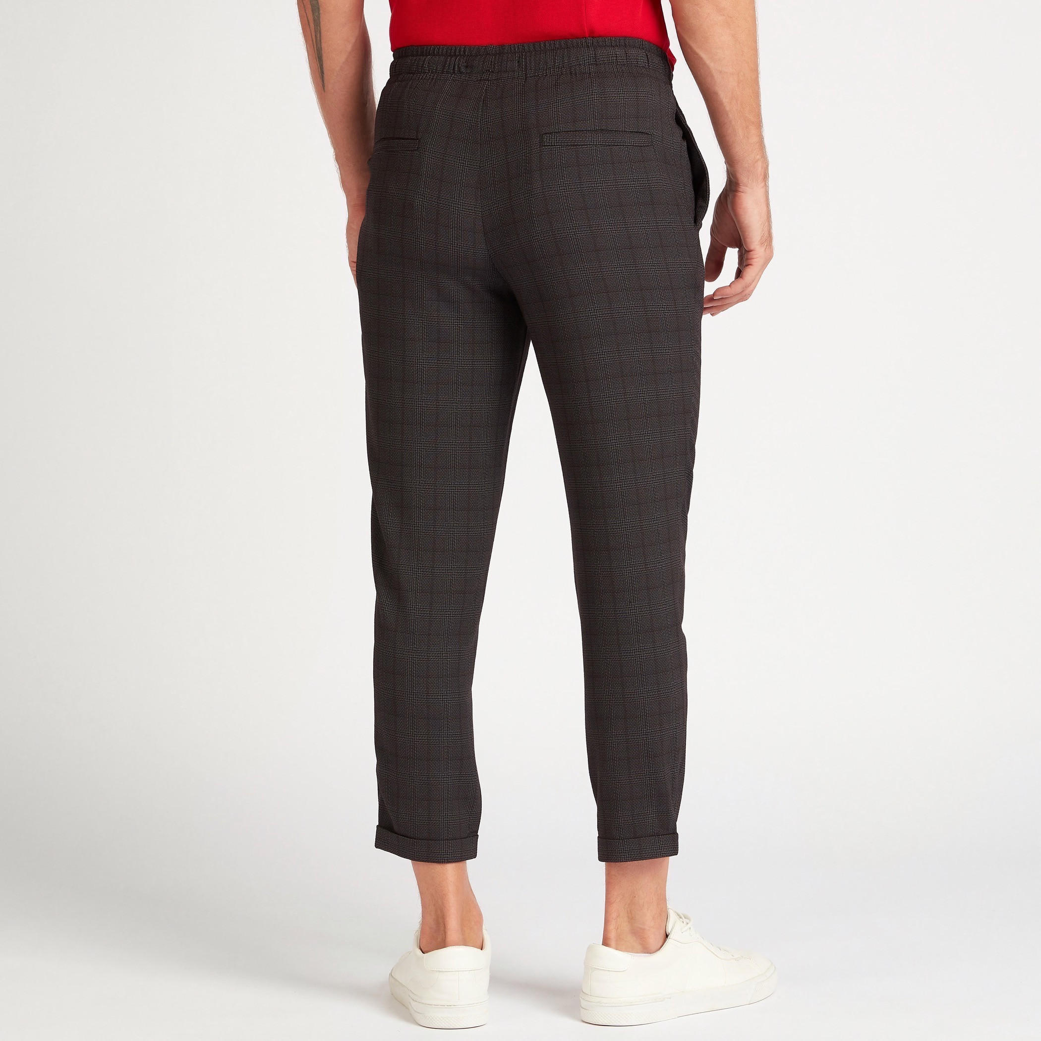 بنطلون مستدام مربعات بخصر متوسّط الارتفاع ورباط إغلاق-men-clothing-bottoms-trousersandchinos-trousers-image-3