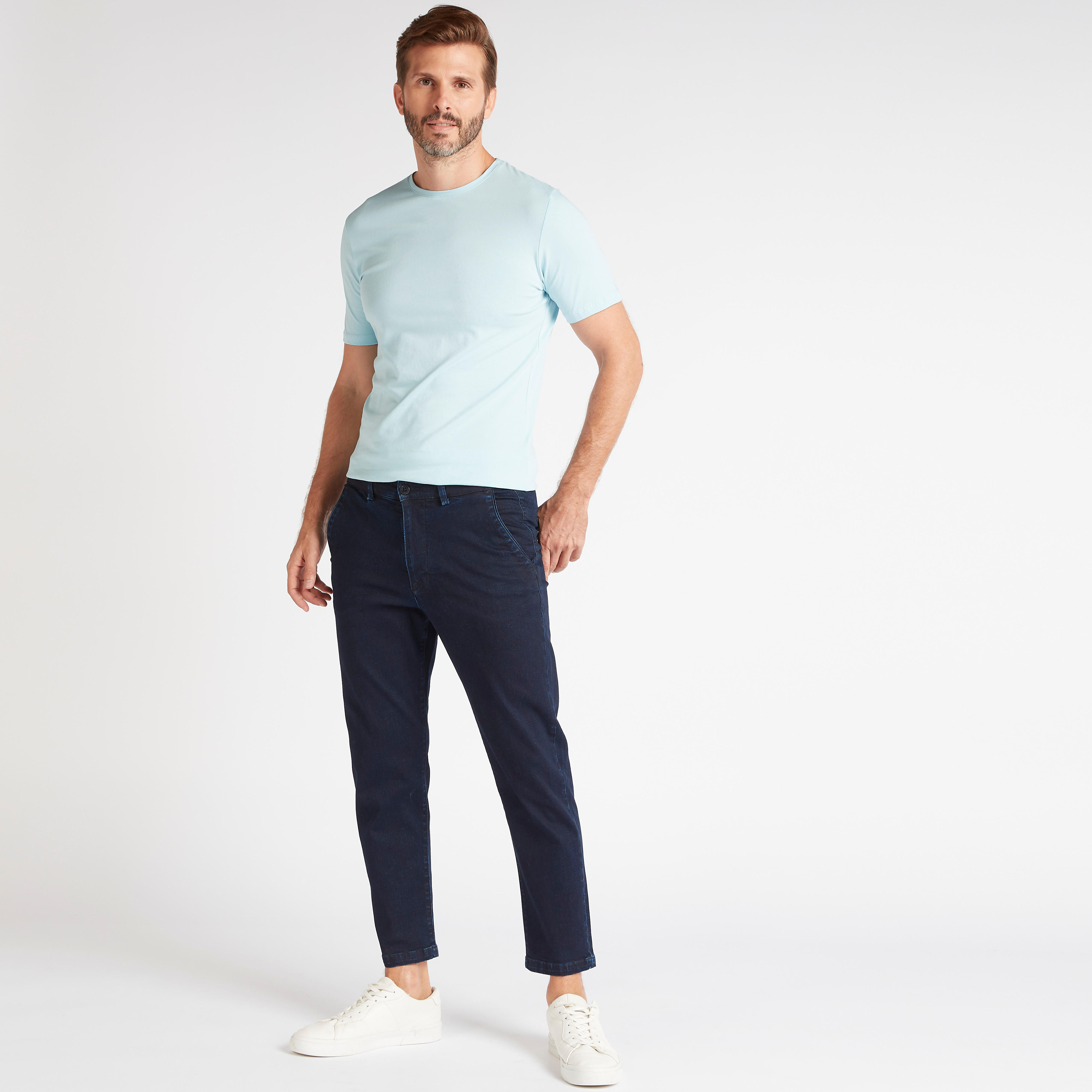 بنطلون شينو سادة دنيم بجيوب متقاطعة-men-clothing-bottoms-trousersandchinos-trousers-image-3