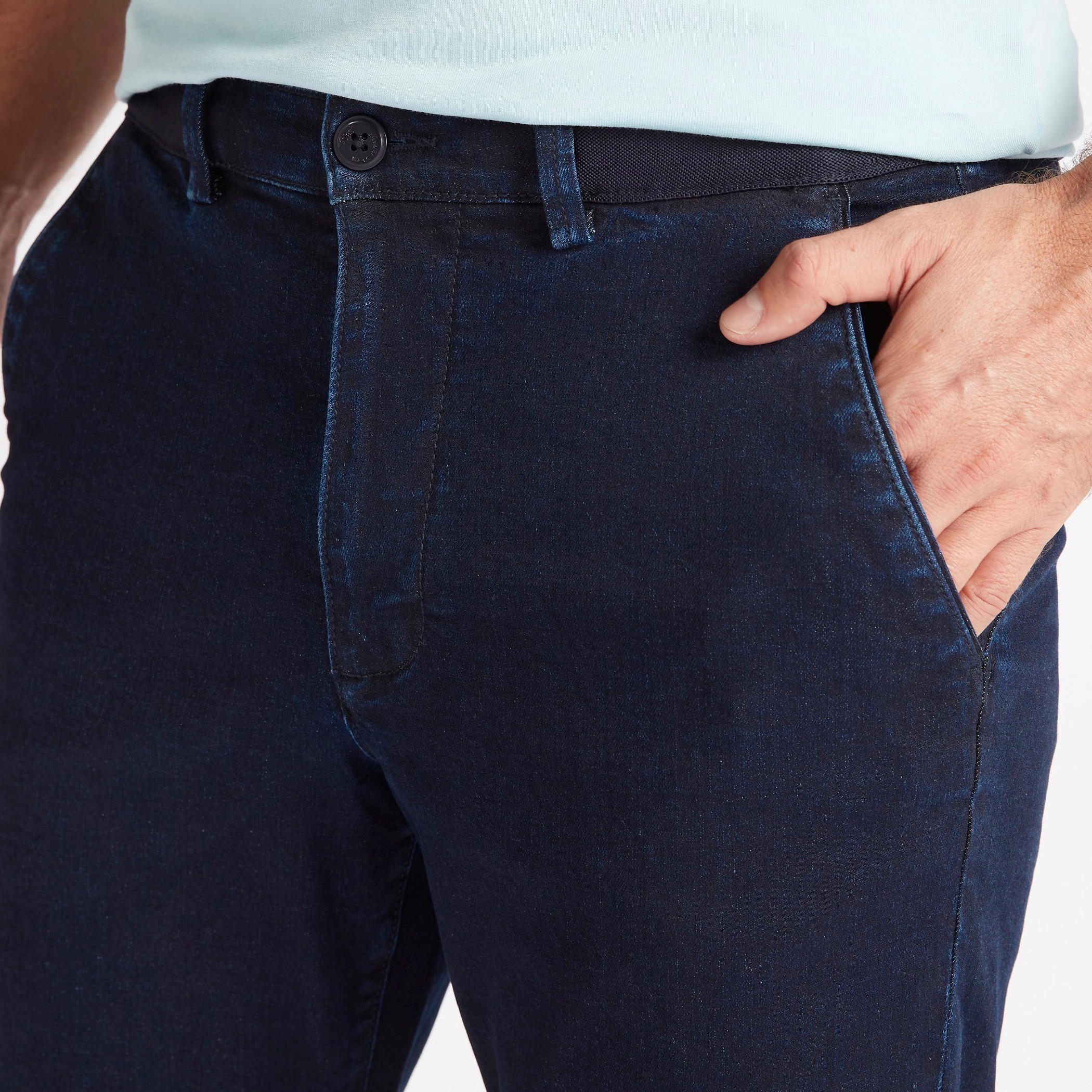 بنطلون شينو سادة دنيم بجيوب متقاطعة-men-clothing-bottoms-trousersandchinos-trousers-image-2