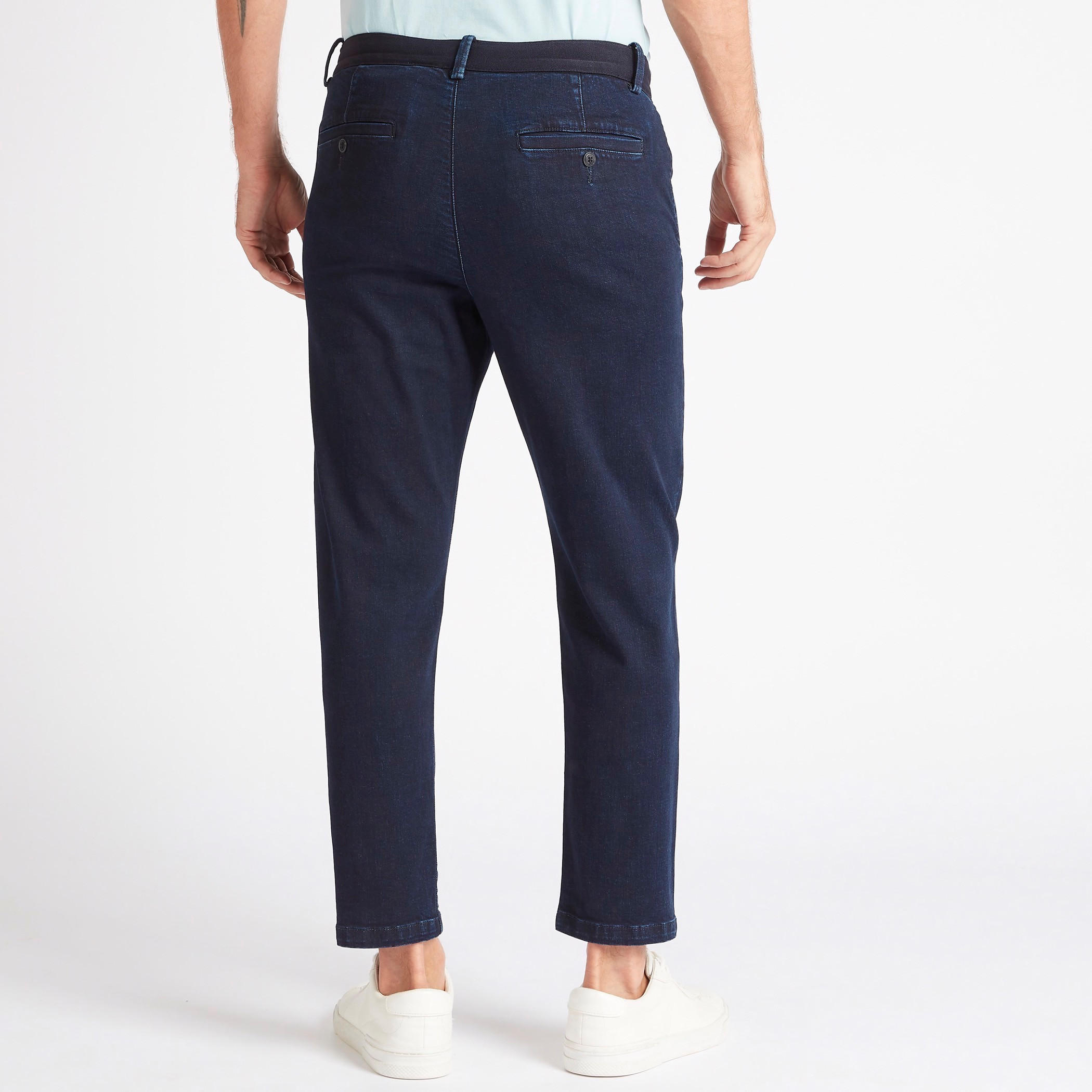 بنطلون شينو سادة دنيم بجيوب متقاطعة-men-clothing-bottoms-trousersandchinos-trousers-image-1
