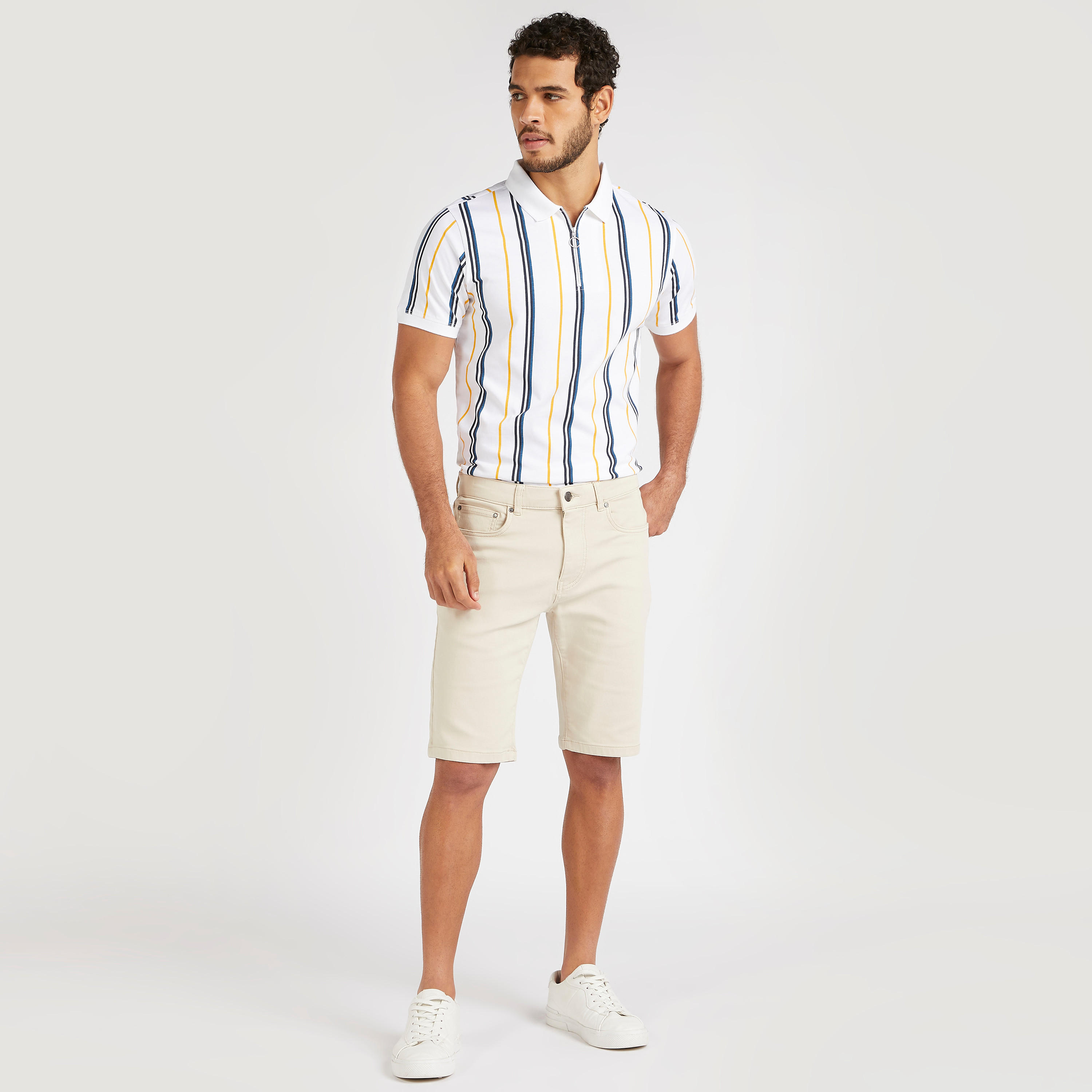 Striped Polo T-shirt with Zipper Placket-men-clothing-tshirtsandpolos-polos-image-2