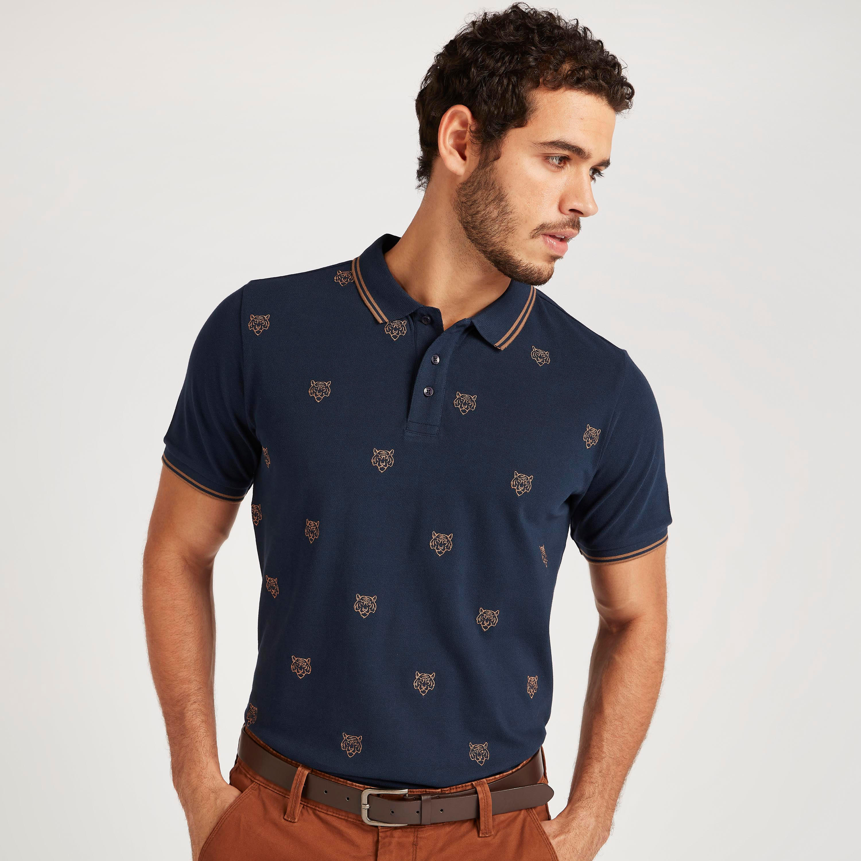 تيشيرت بولو مطرز بأكمام قصيرة-men-clothing-tshirtsandpolos-polos-image-1