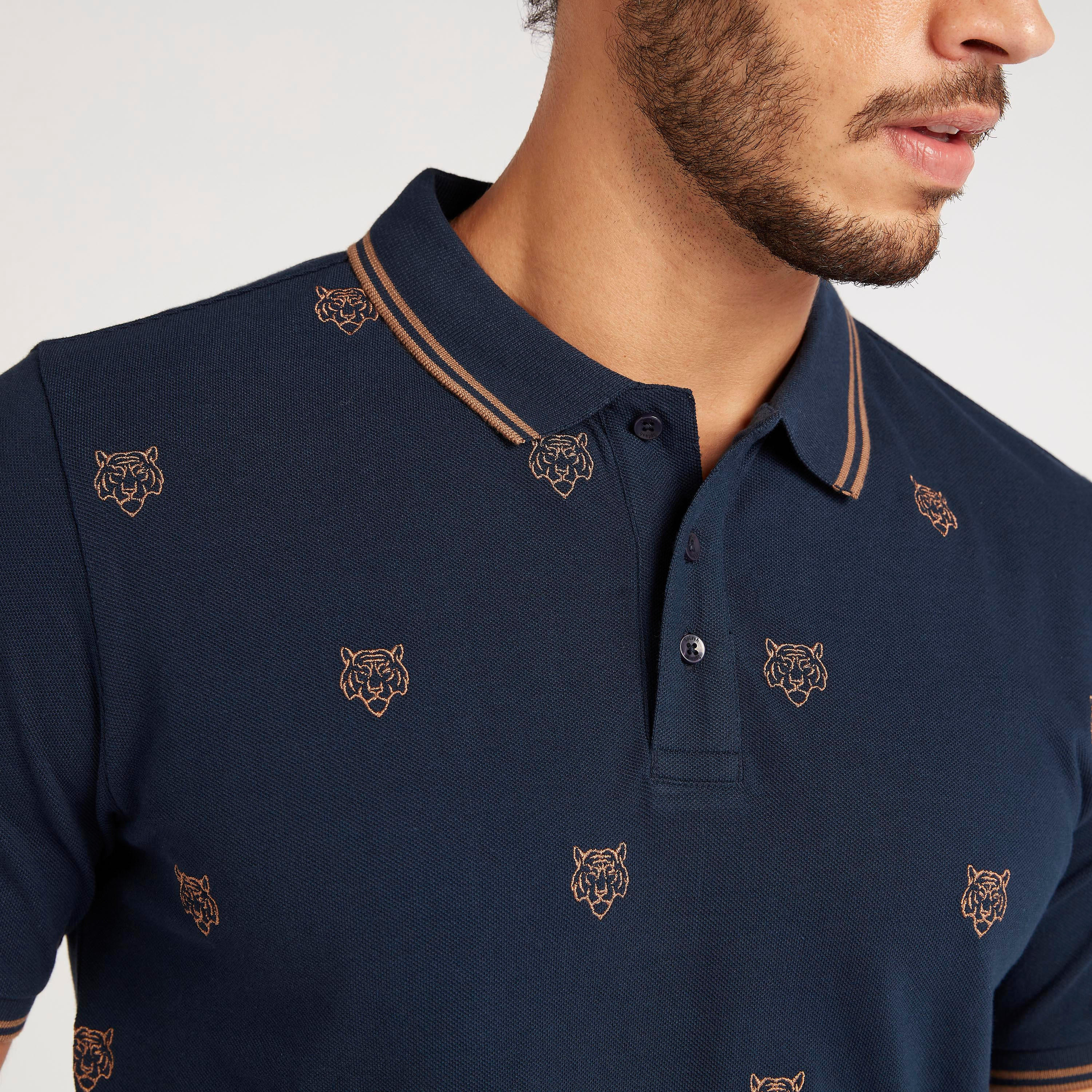 تيشيرت بولو مطرز بأكمام قصيرة-men-clothing-tshirtsandpolos-polos-image-3