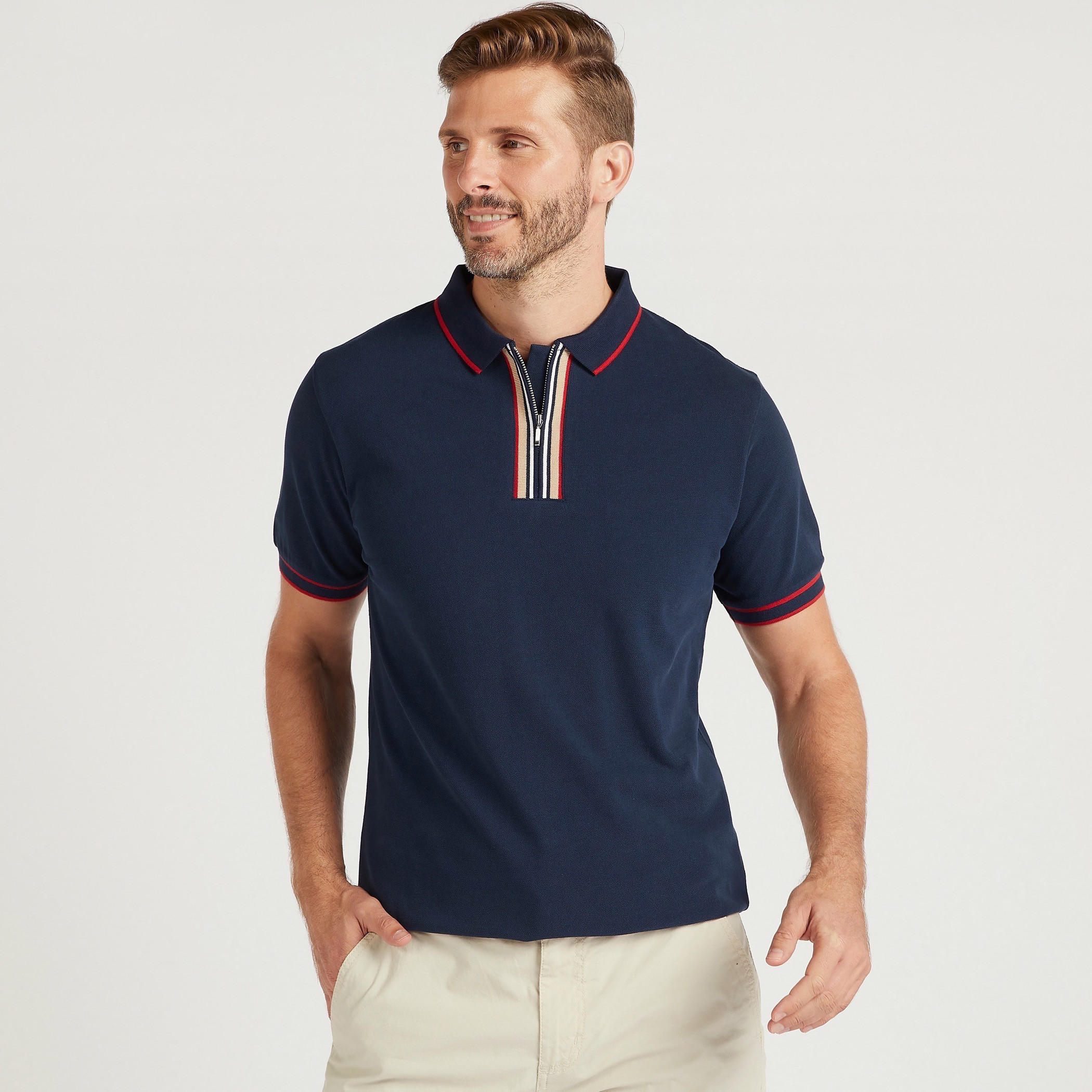 Solid Polo T-shirt with Short Sleeves-men-clothing-tshirtsandpolos-polos-image-1