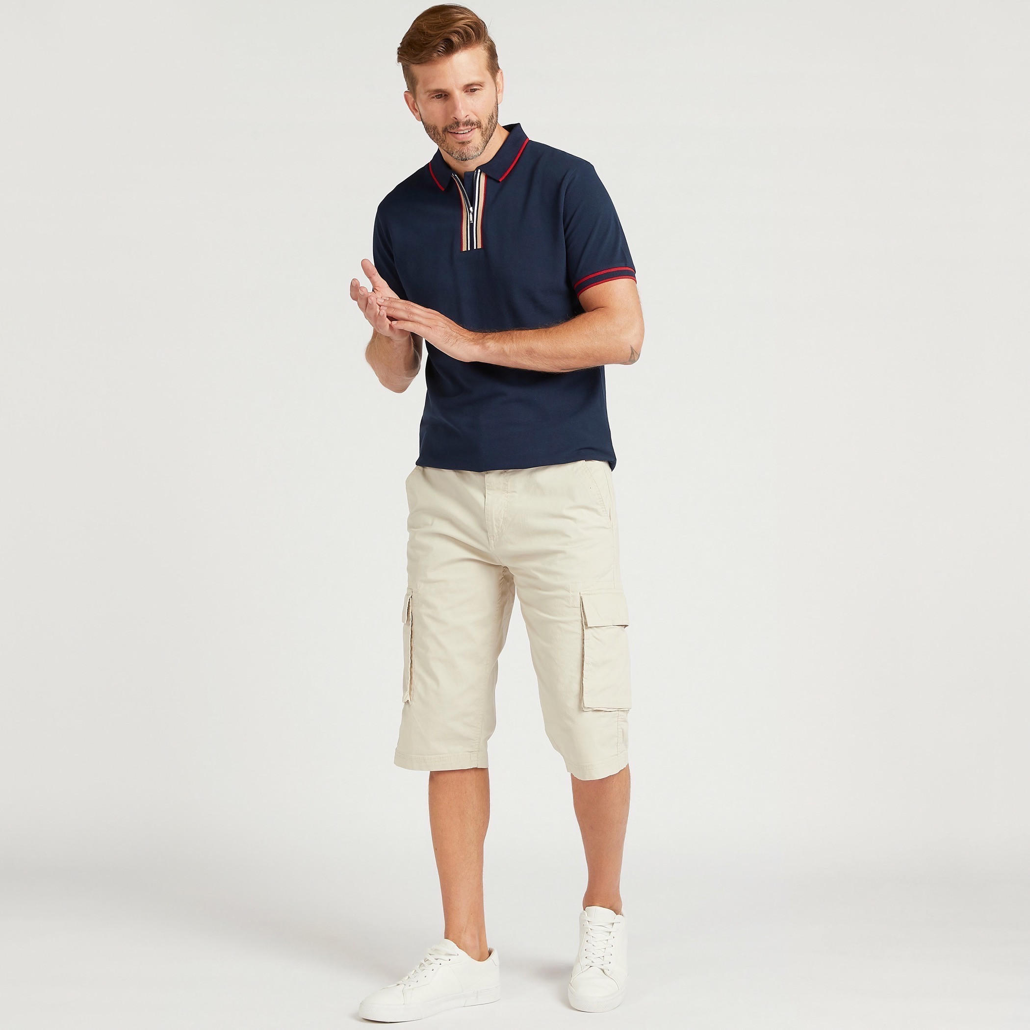 Solid Polo T-shirt with Short Sleeves-men-clothing-tshirtsandpolos-polos-image-2