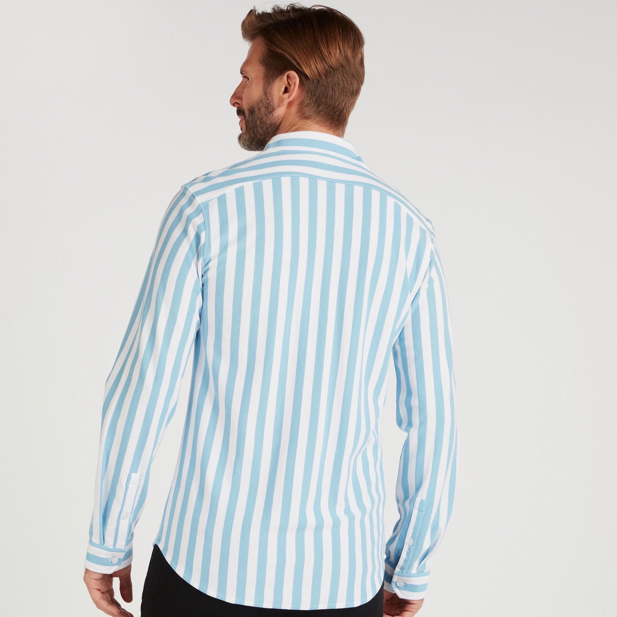 قميص سليم فيت مخطّط بأكمام طويلة وجيب خارجي-men-clothing-shirts-image-4