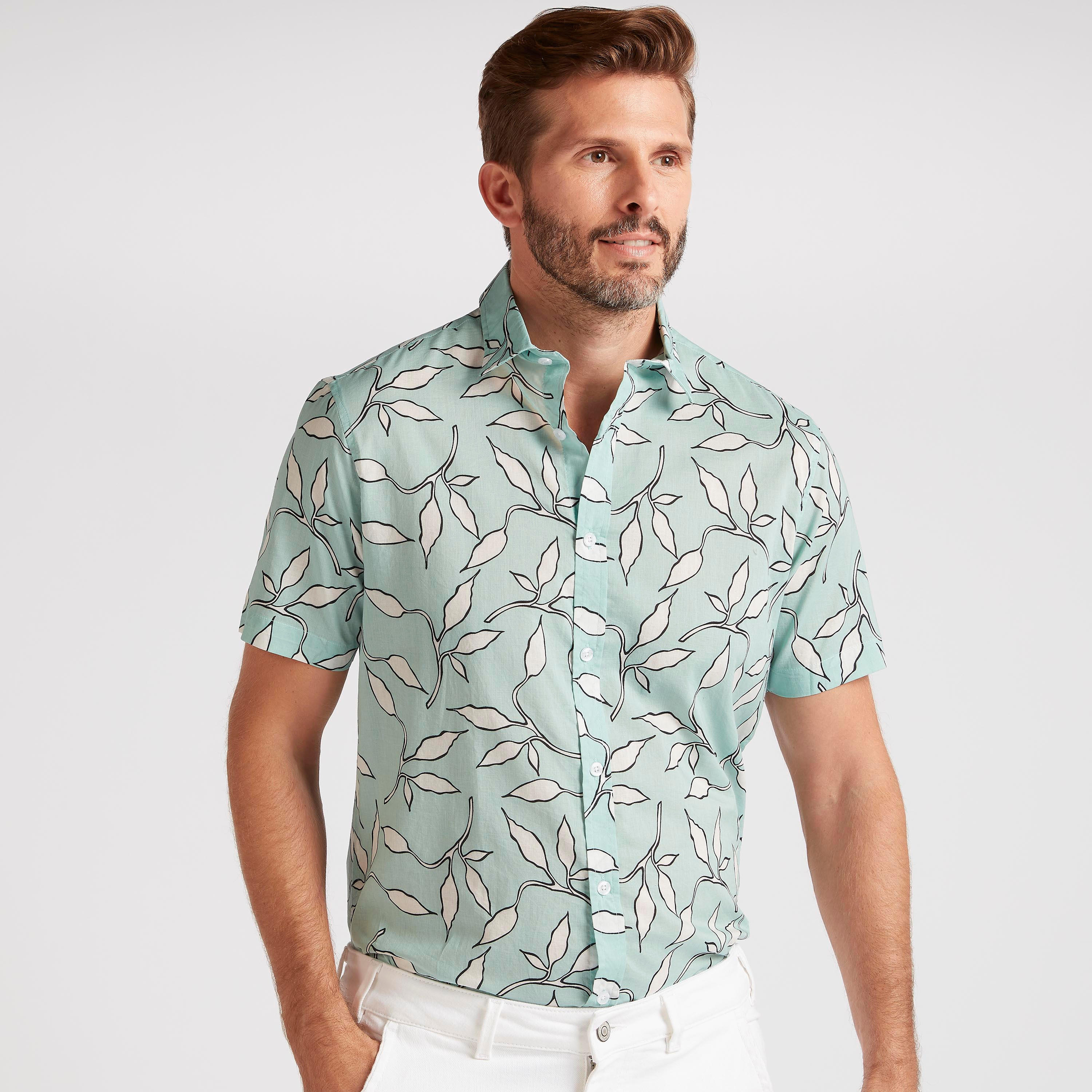قميص بقصة سليم وطبعات وأكمام قصيرة-men-clothing-shirts-image-5