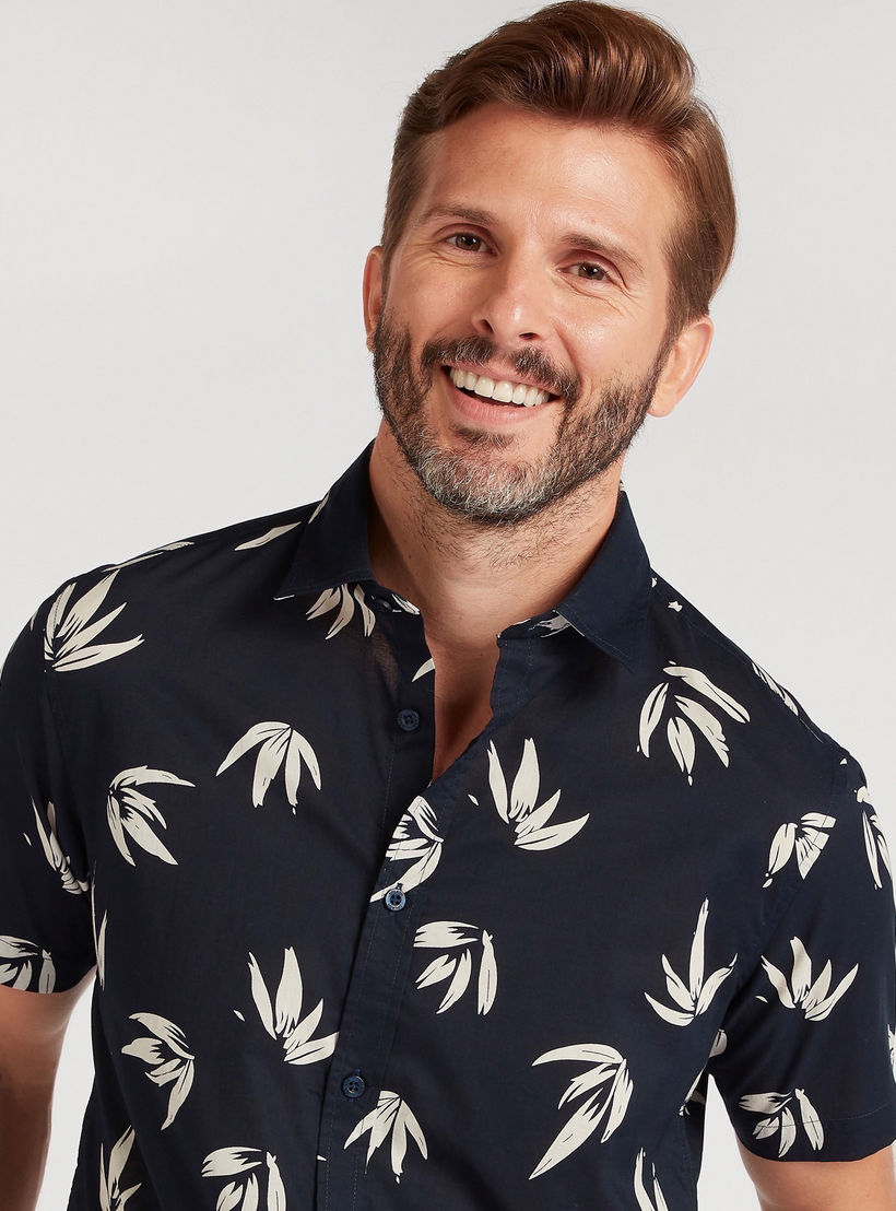 Printed Slim Fit Shirt with Short Sleeves-men-clothing-shirts-image-3