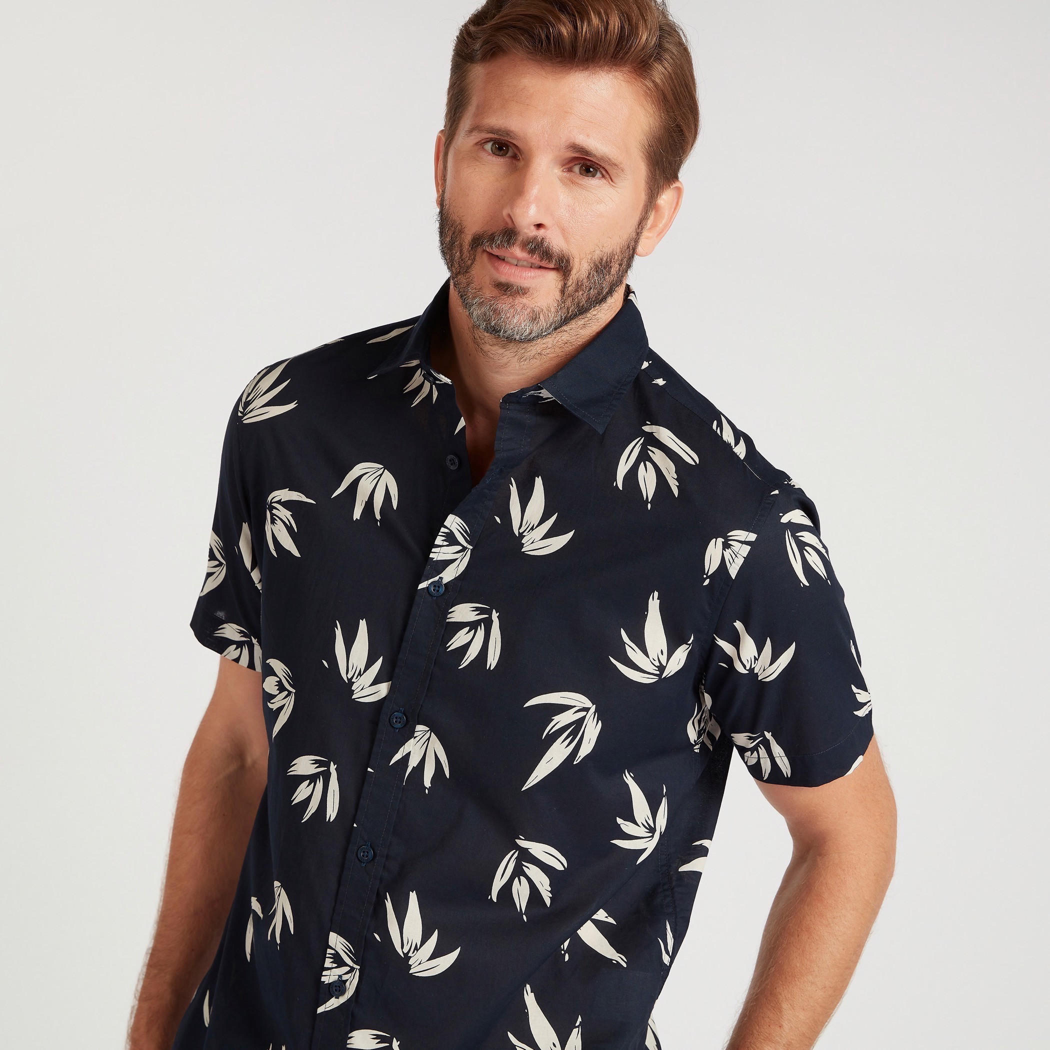 Printed Slim Fit Shirt with Short Sleeves-men-clothing-shirts-image-5