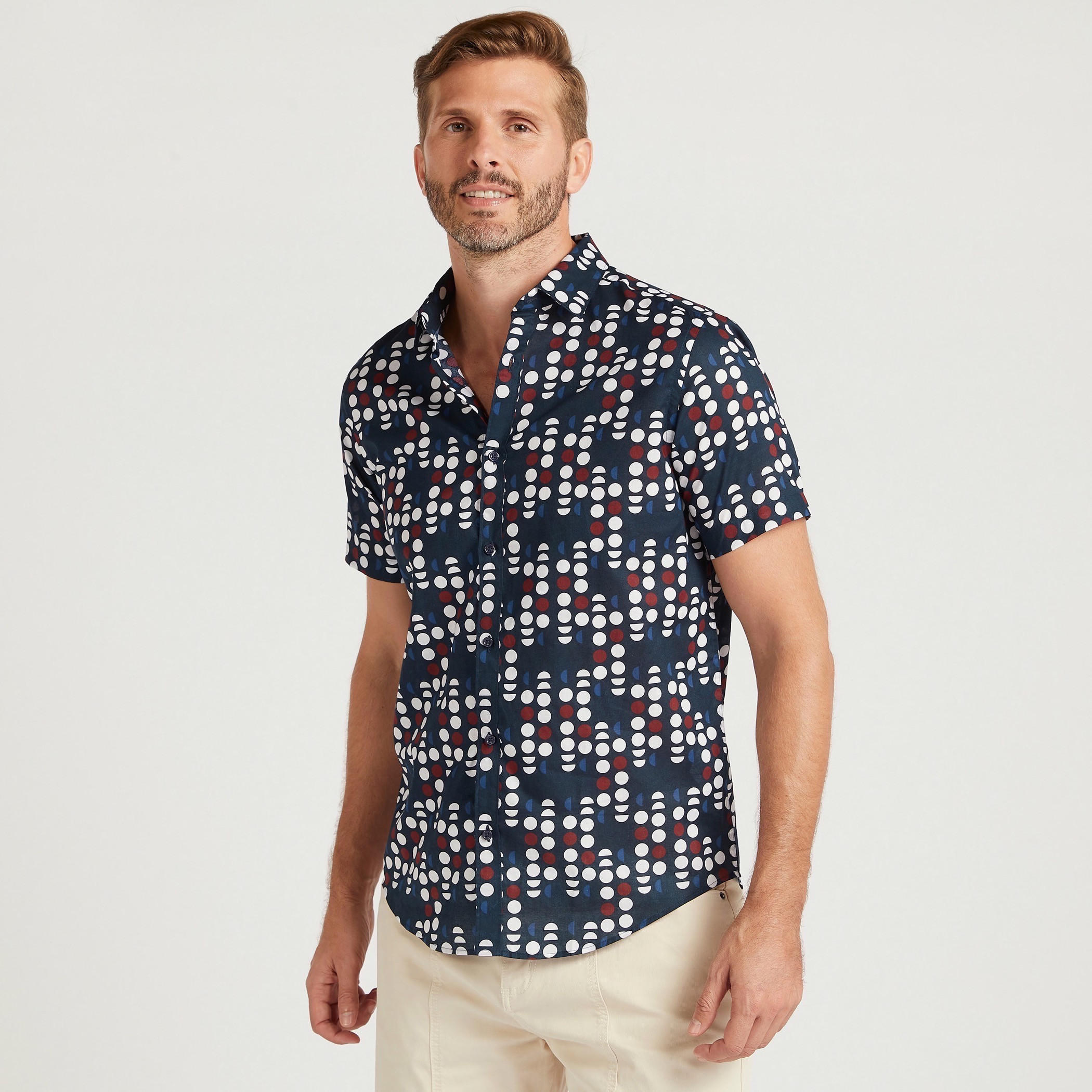 قميص سليم فيت بطبعات وأكمام قصيرة-men-clothing-shirts-image-5